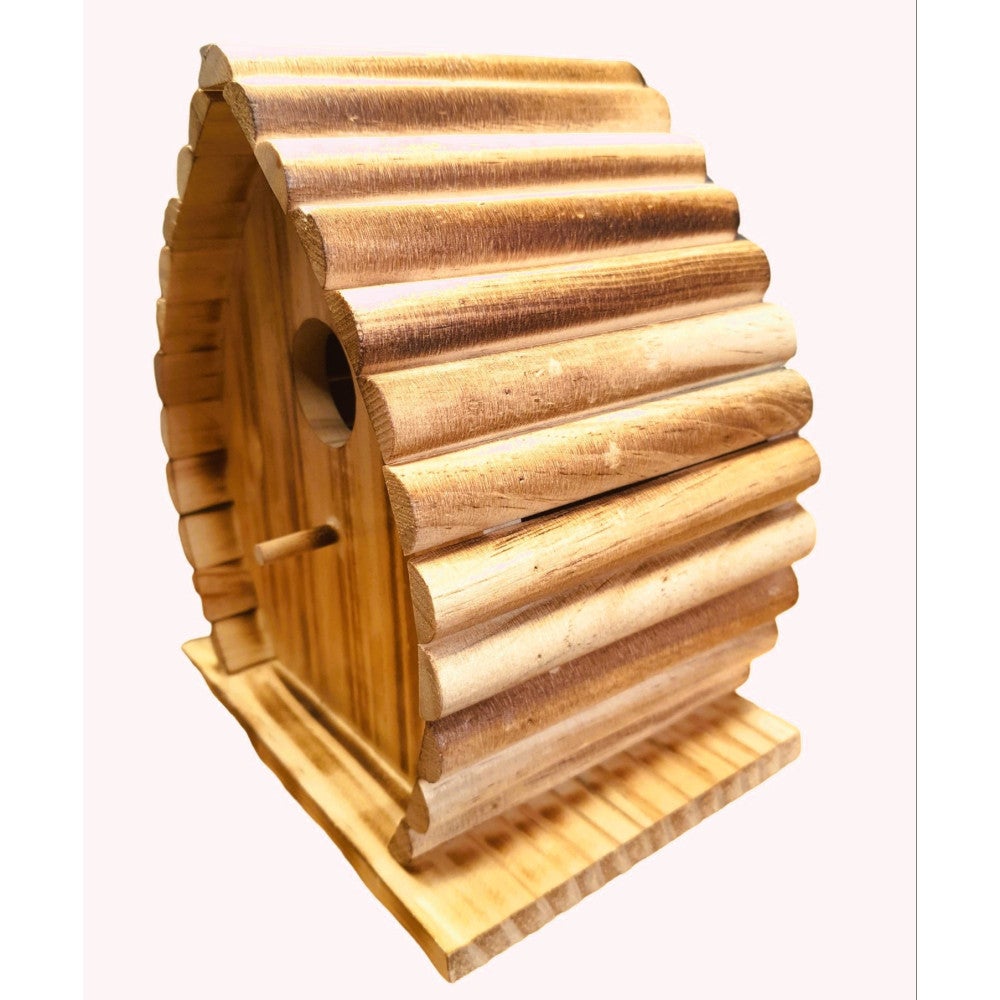 Nichoir pour oiseaux 16 x 12.5 x 19.5 cm en bois flammé nature - 5