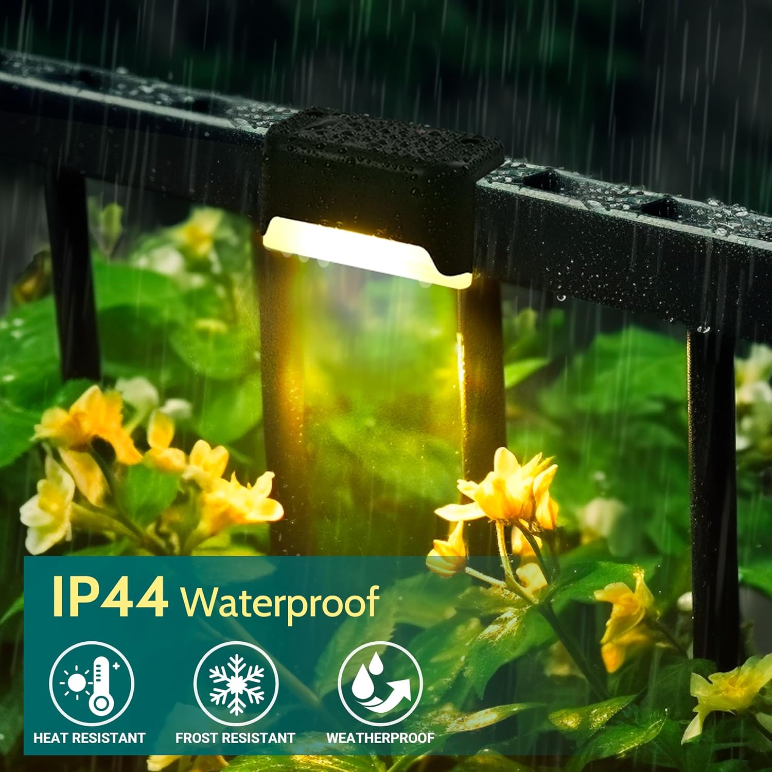 JACKYLED 16 Luci Solari Da Esterno LED Impermeabili IP65 Per Recinzioni, Scale E Sentieri - Luce Calda 3000K, Senza Logo, Facili Da Installare