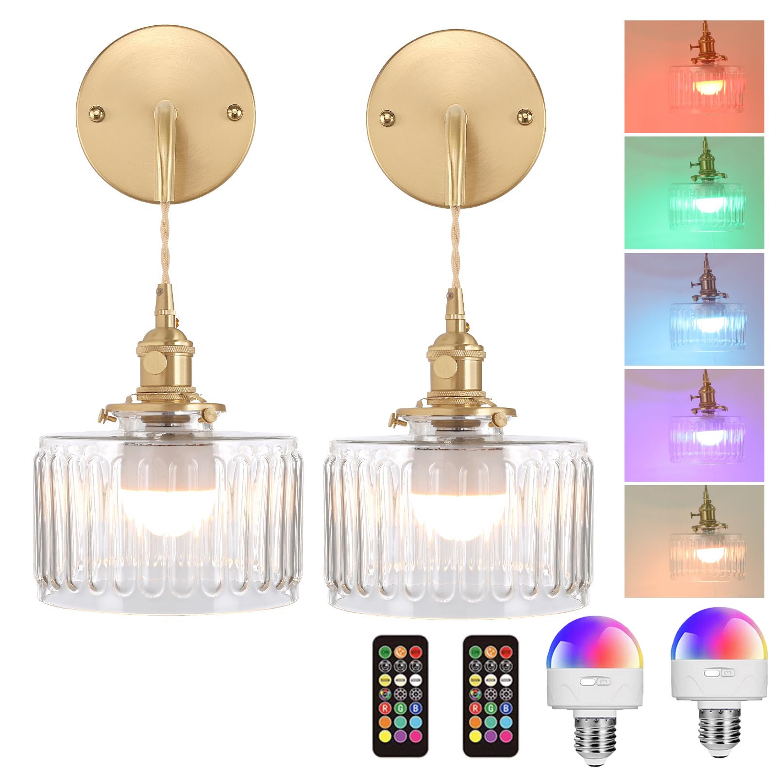 Lot de 2 appliques murales sans fil rechargeables avec télécommande