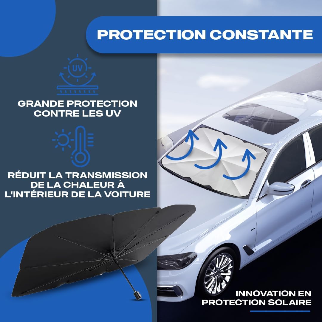 Pare-Soleil Pare-Brise Avant 140x80 Cm - Revêtement Titane, Protection UV, Pour SUV, Berline, Camionnette - 9