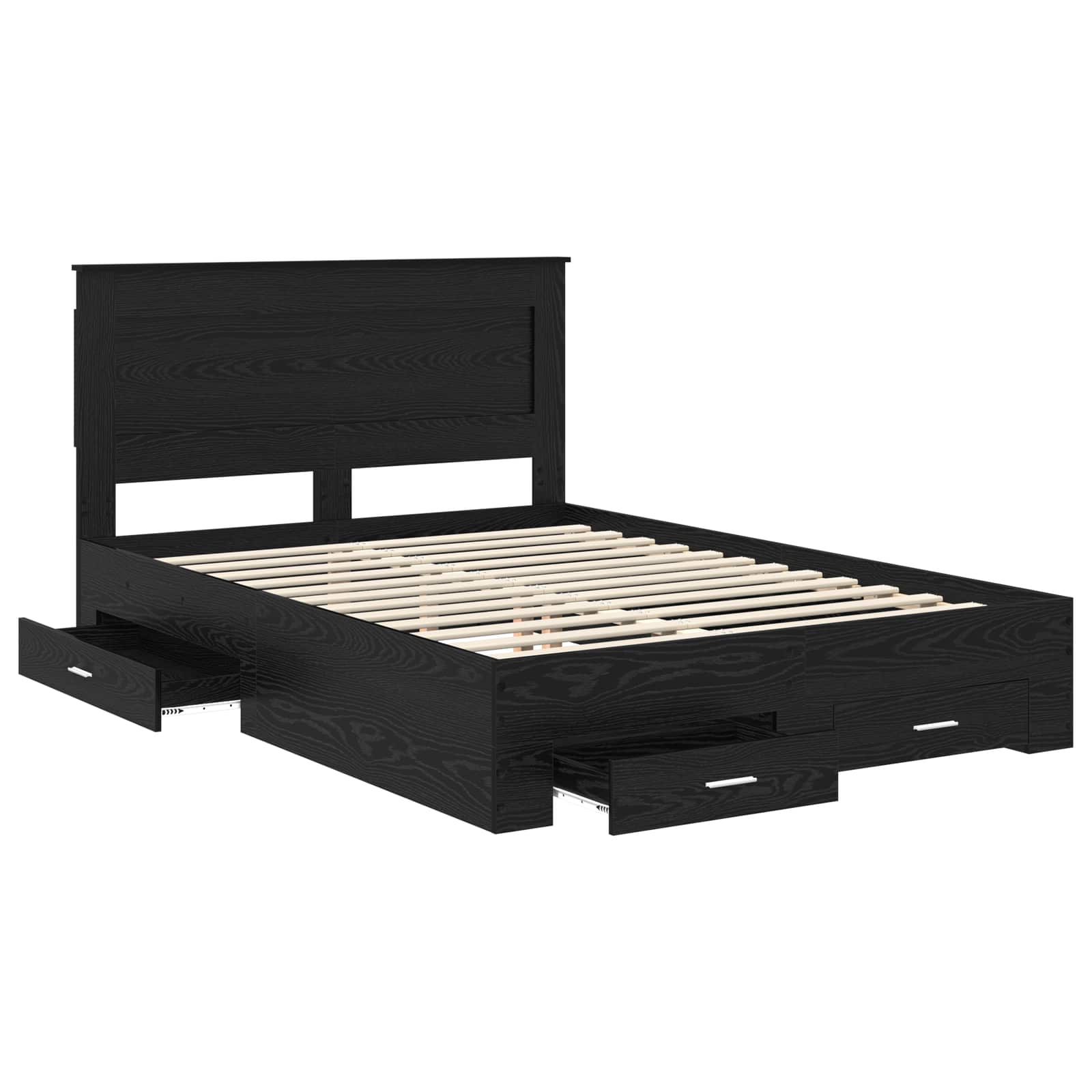 Cadre de lit chêne noir 140 x 190 cm panneau de bois - 5