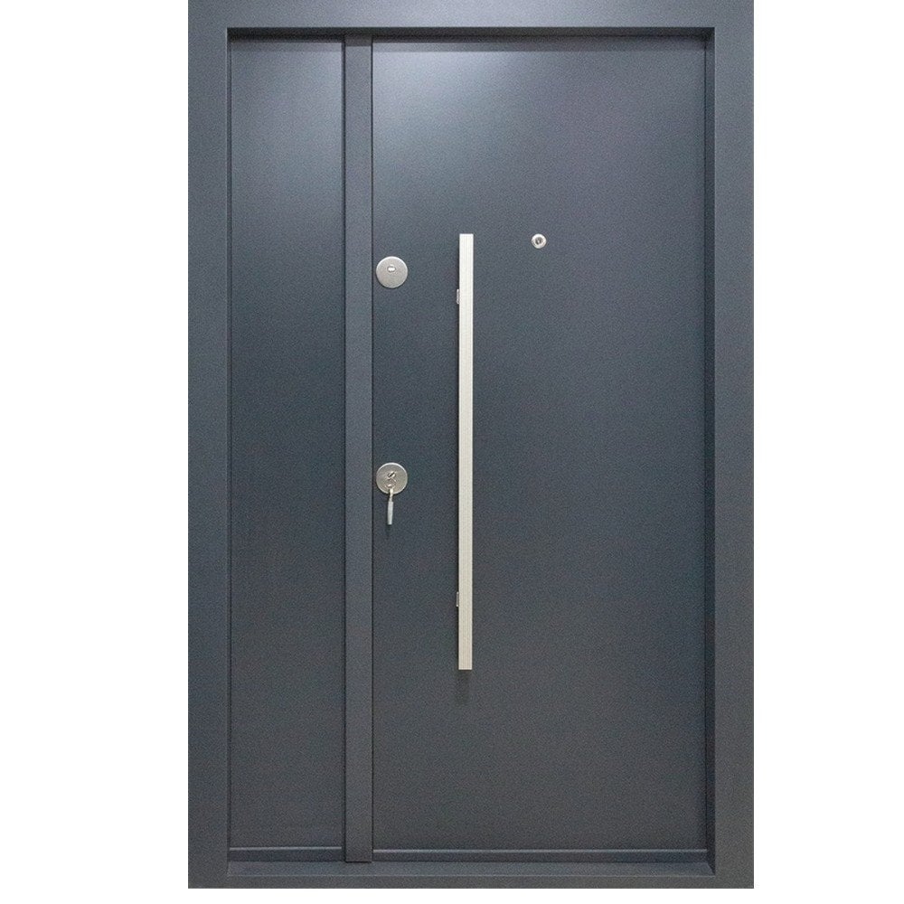 Usa metalica dubla de exterior cu izolatie Novo Doors NDS1200, 120x208 cm, deschidere dreapta, Compozit, Pentru case, Gri antracit