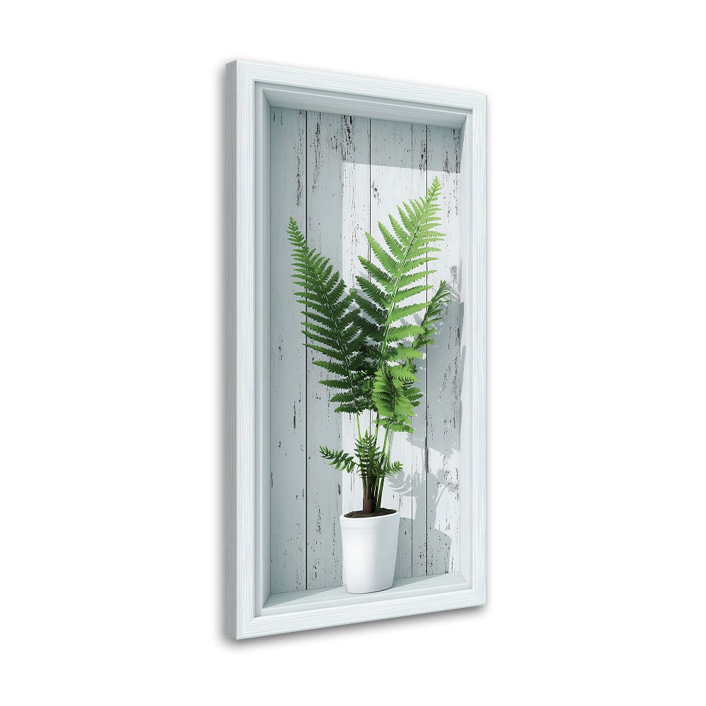 Obraz nowoczesny do salonu kuchni, Liście paproci we wnęce 3d 40x80