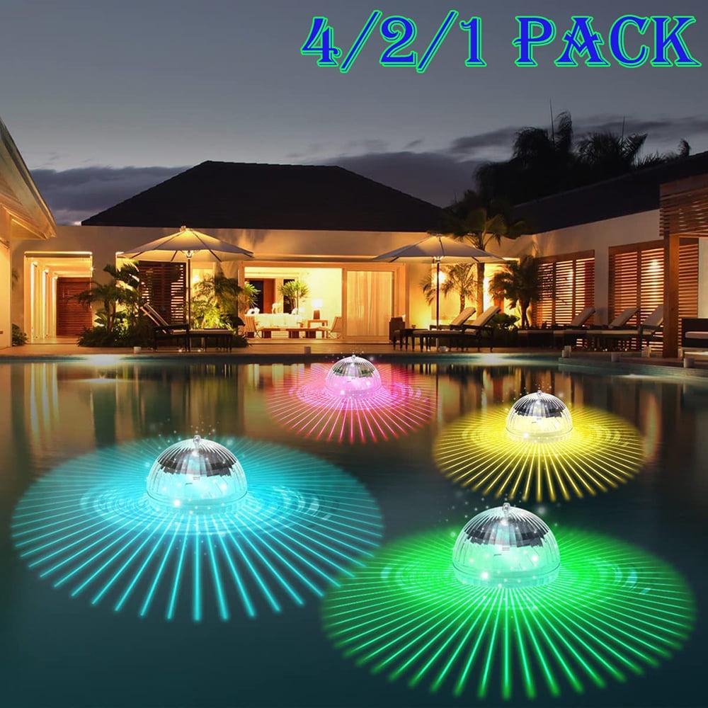 Zestaw 4 pływających lamp solarnych LED do basenu, stawu, jacuzzi, ogrodu, ze zmianą koloru RGB i wodoodpornych