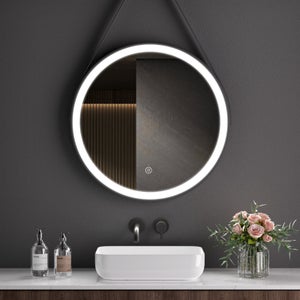 S'AFIELINA Miroir de salle de bain LED Rond Lumineux 50 cm avec Interrupteur Tactile Blanc Froid 6500K