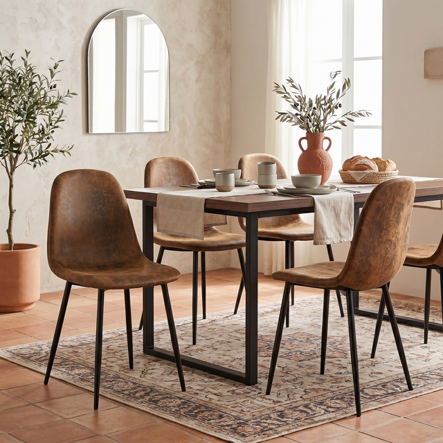 URBAN MEUBLE Lot de 4 chaises de salle à manger de style vintage pour la maison, la cuisine et le salon, marron