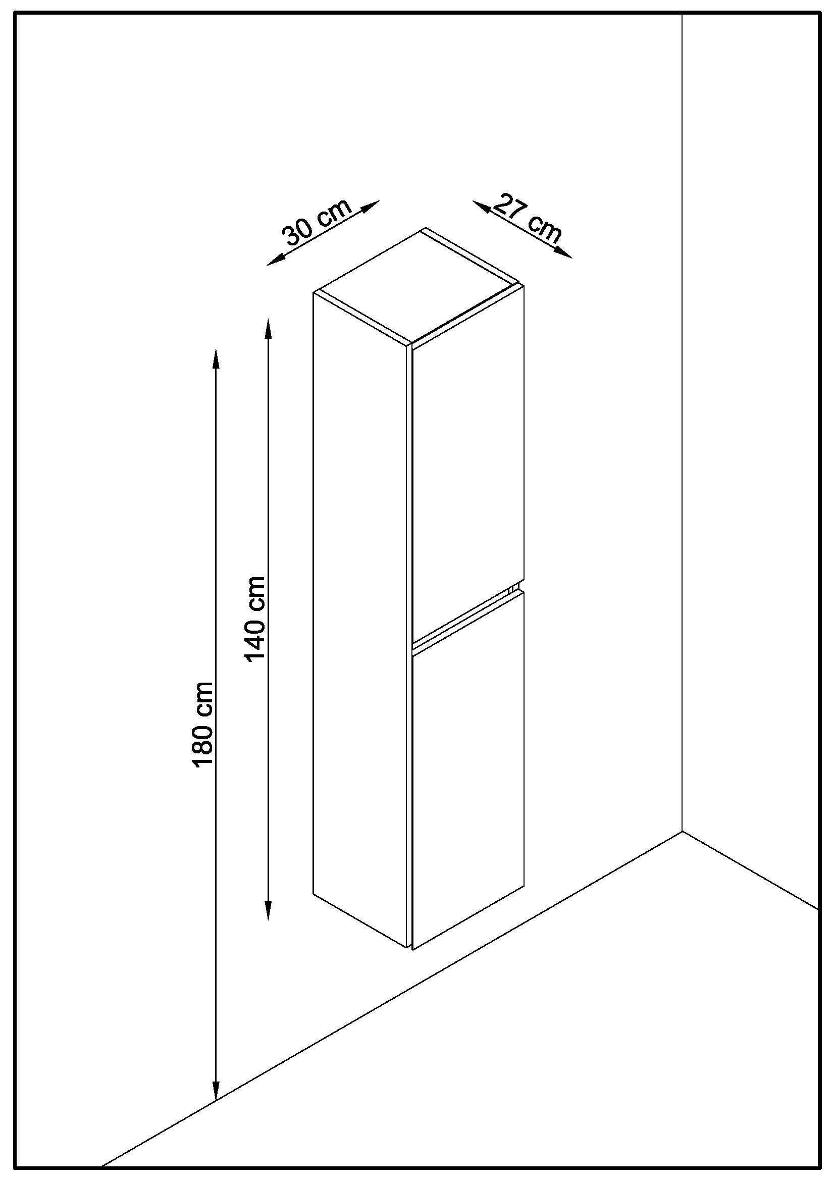 Colonne de salle de bain NELI 2 portes 140x30x27 cm chêne et blanc T-BATH - 3