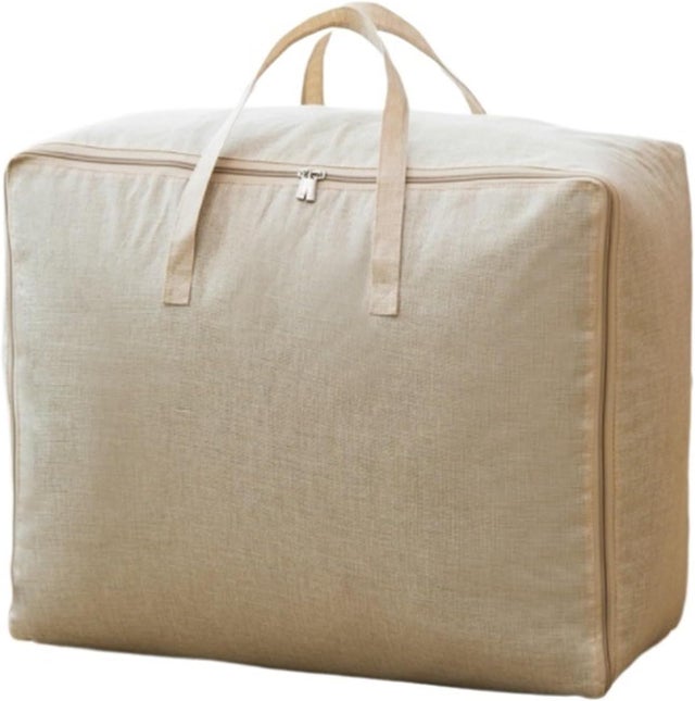 Lot de 2, Sac de Rangement pour Couette en épais pour Édredons Couvertures Oreillers Vestes,beige, 57x40x22cm