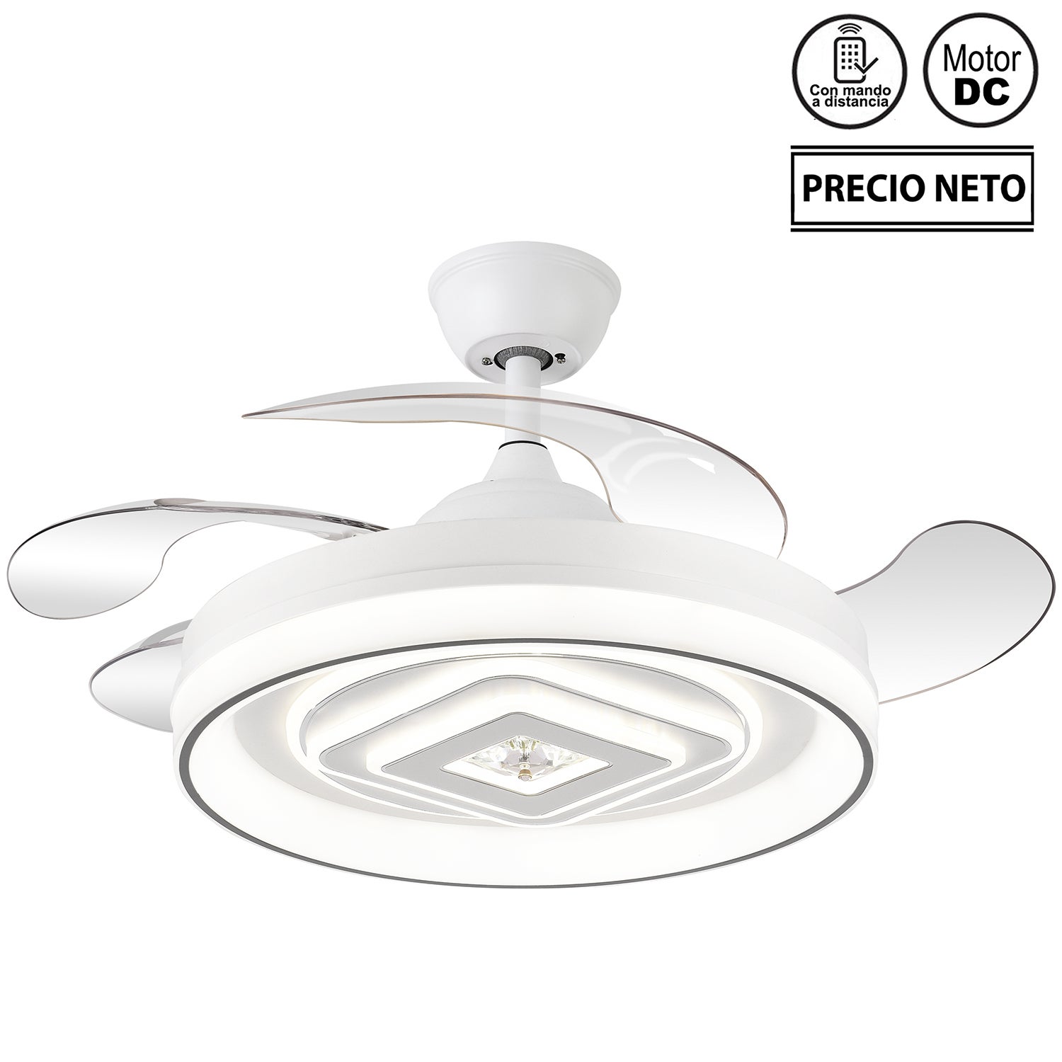 Leroy Merlin Ventilador De Techo Con Luz Enchanted 4 Aspas Retráctiles Blanco