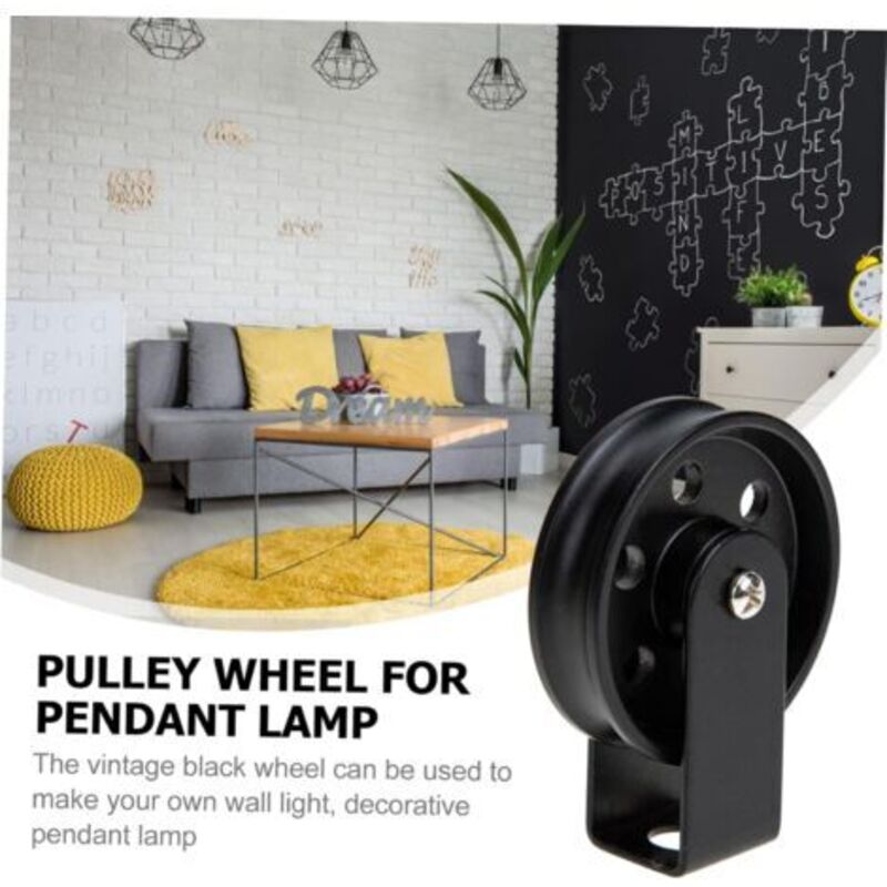 （2 Pièces ）Accessoires D'éclairage Suspension Poulie Roue Appliques Murales Noires Lampe Murale Roue En Fer Roue Rétro Corbeaux Roues De Chariot ,5 c - 4