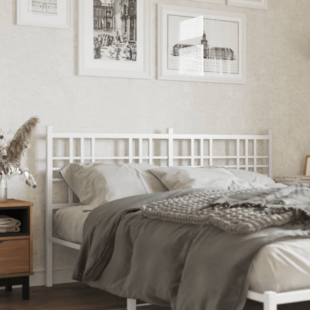 Testiera Per Letto In Metallo Bianco - 160 Cm, Design Classico, Per Letti Con Tubi Tondi