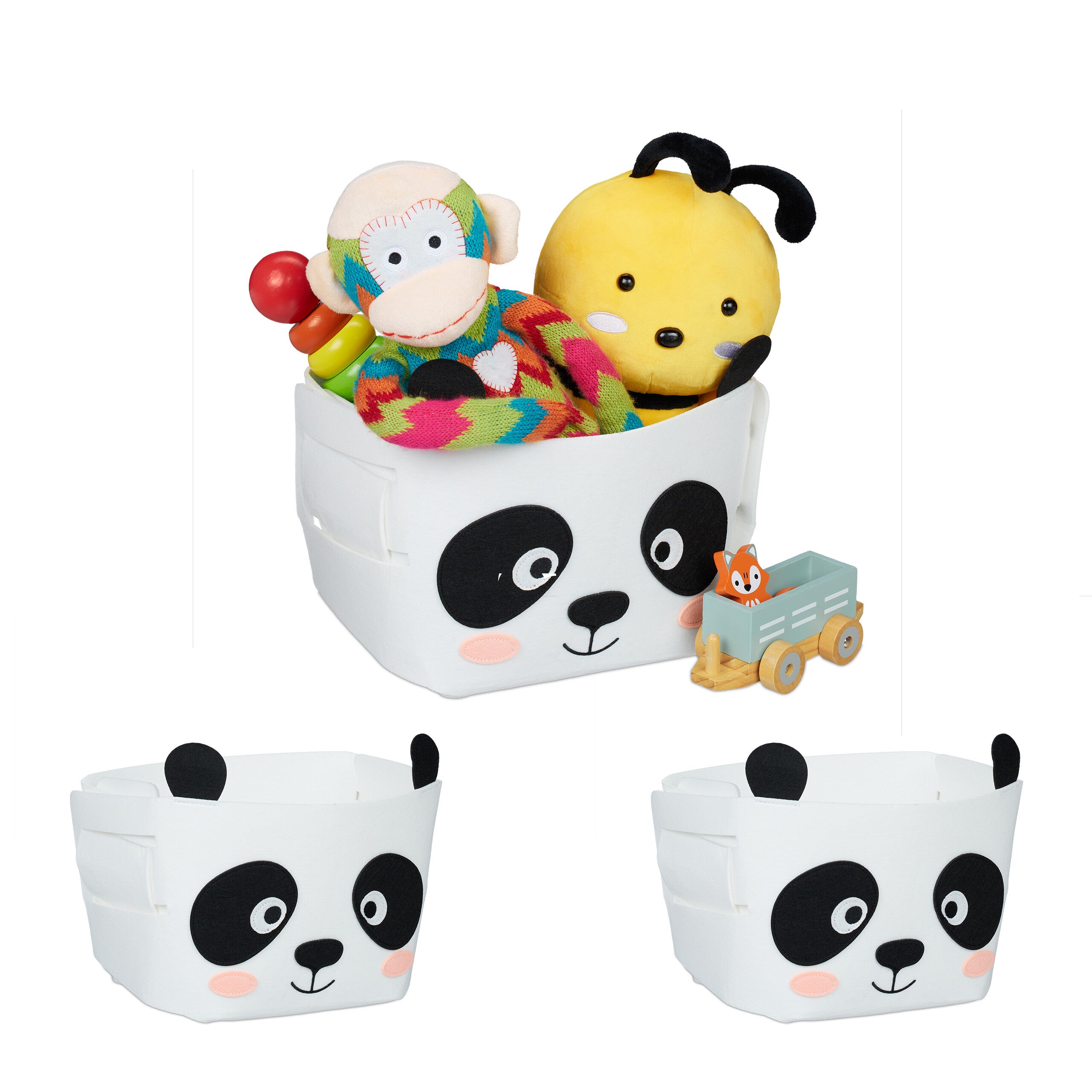 Panier De Rangement Feutre Motif Koala Relaxdays - Coffre Jouets Enfant 33x34x32cm - Gris
