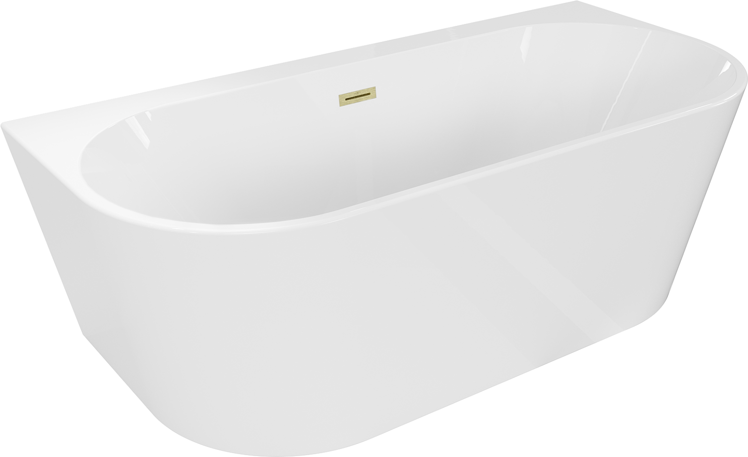 Mexen Oval+ wanna wolnostojąca przyścienna 170 x 80 cm, biała, przelew złoty szczotkowany - 52681708000-55