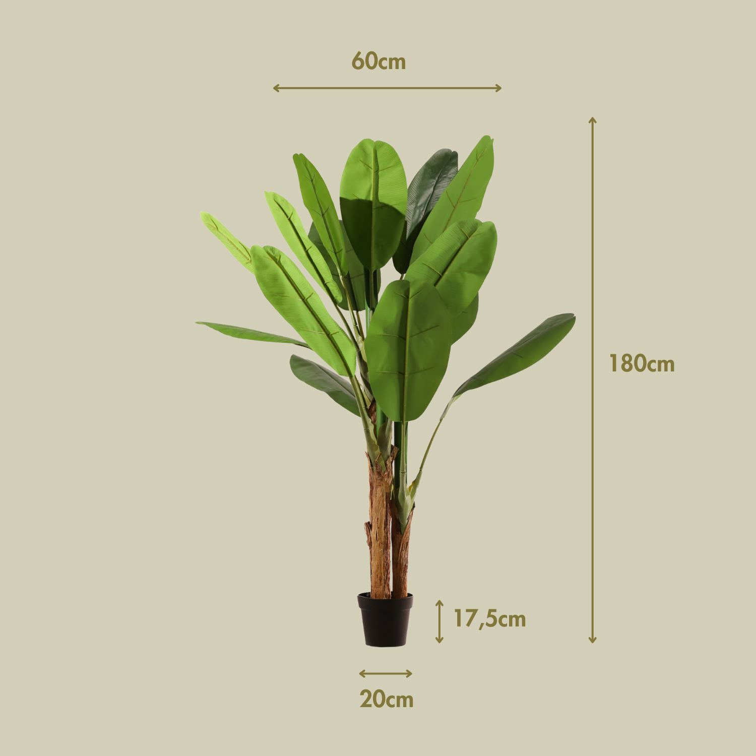 Planta artificial Bananera Marrón y verde 180 cm | Naturing Monde - Para interior - Tronco natural - En maceta - 3