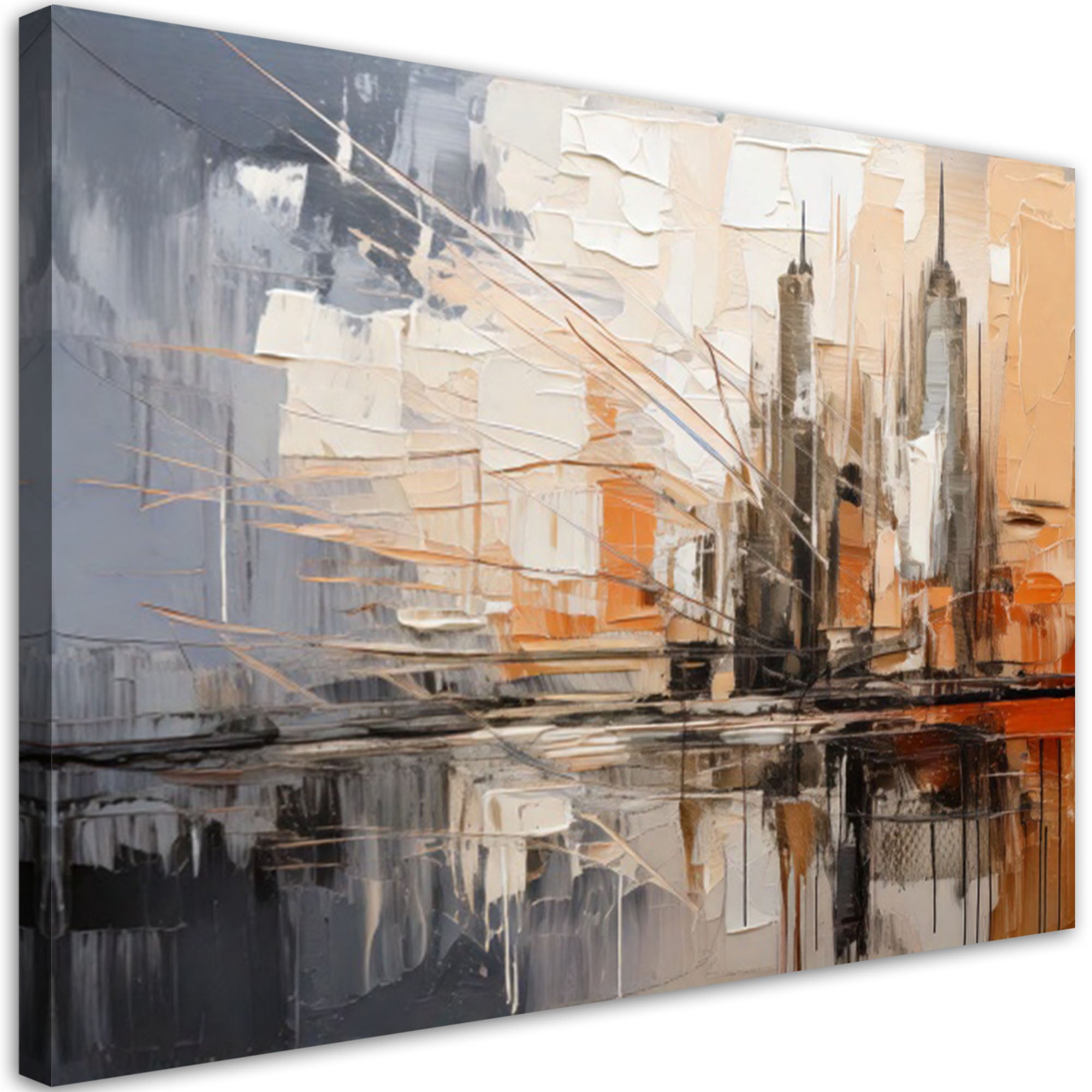 Tableau moderne pour le salon Ville abstraite gris-beige 60x40 | Leroy ...