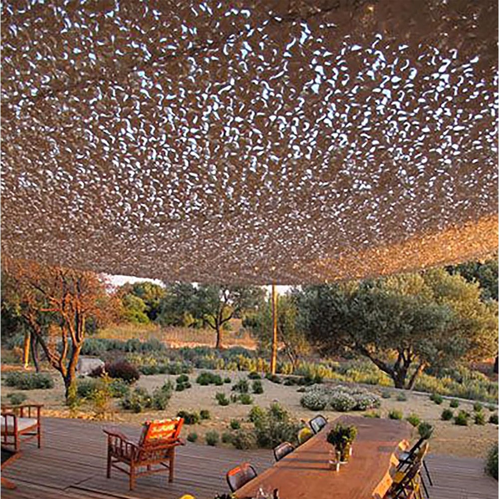 Filet de Camouflage Sable - Filet d’Ombrage Extérieur Résistant - Haut de Gamme - Protection Solaire & Voile d'Ombrage Anti-UV - Terrasse, Pergola, - 12