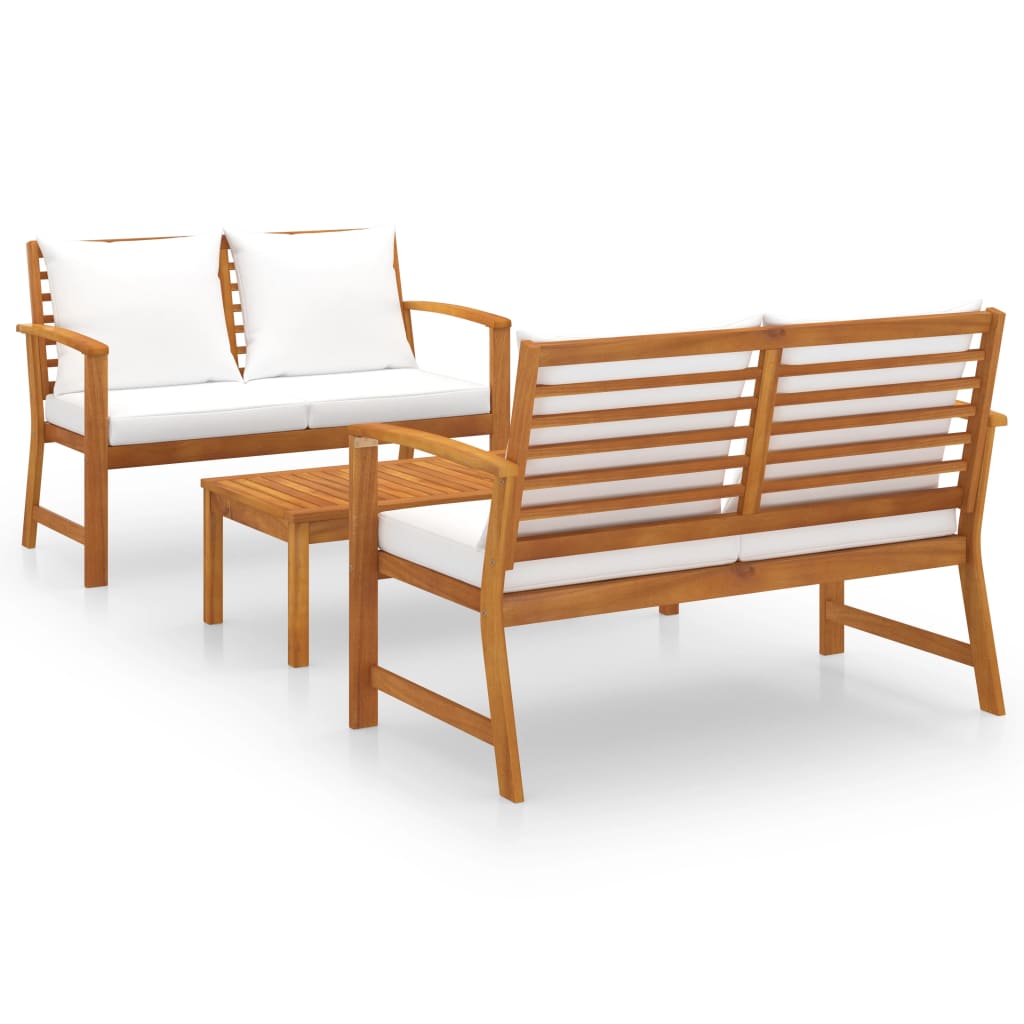 Maison Exclusive - Salon de jardin 3 pcs avec coussin Bois d'acacia solide - 2