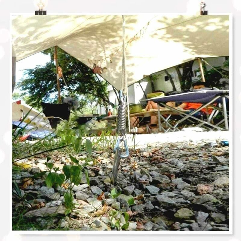 Fixation d'auvent à Tension à ressort à boucle, accessoire de fixation de voile d'ombrage avec 4 ressorts hélicoïdaux pour auvents de tente - 5