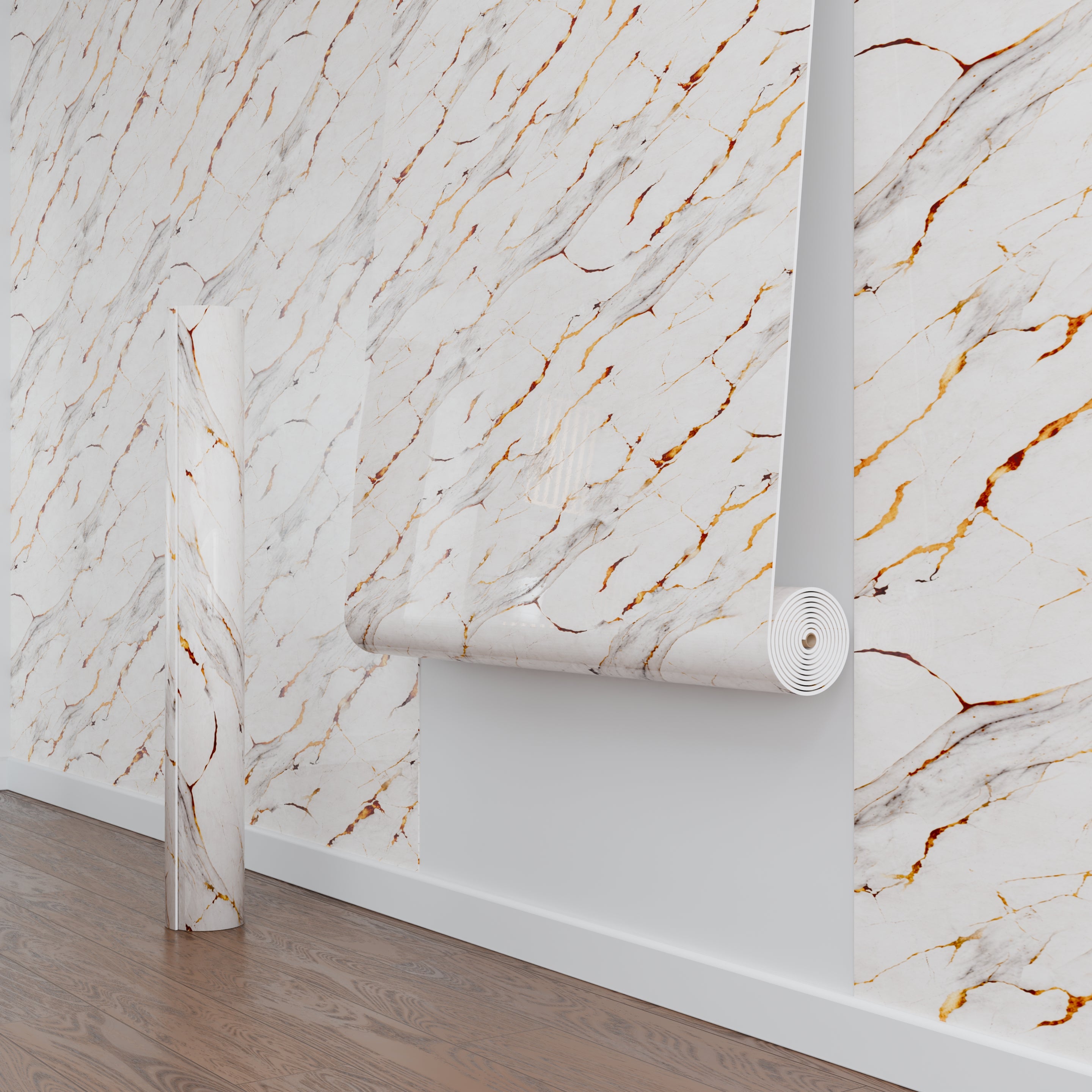 Panneau Mural – Blanc Or – Effet Marbre – 250x120x0.3CM - 2