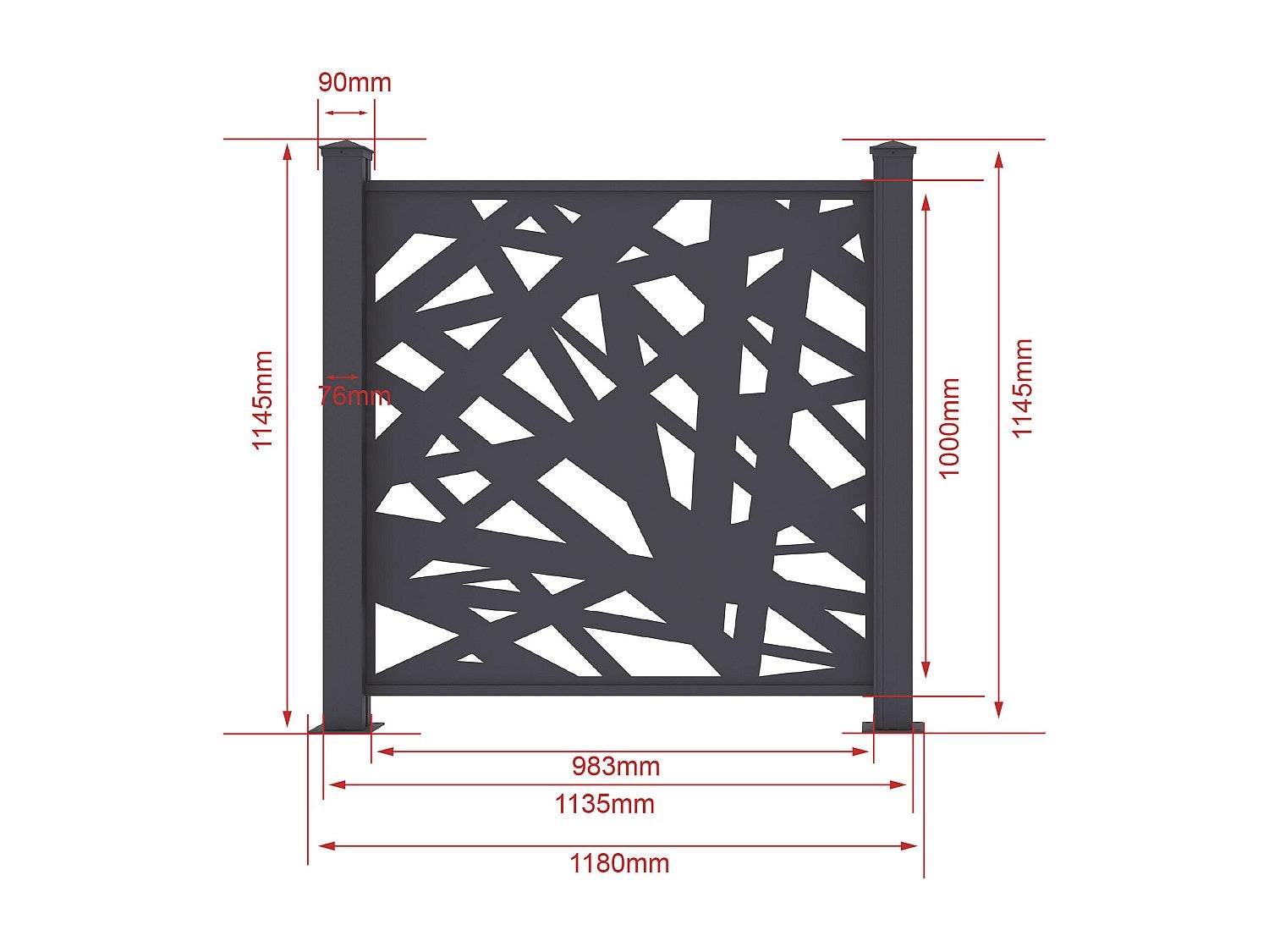 Clôture à poser en aluminium à motif géométrique en découpe laser - Kit de départ - H114 x L118 cm - Anthracite - NATAFO - 6