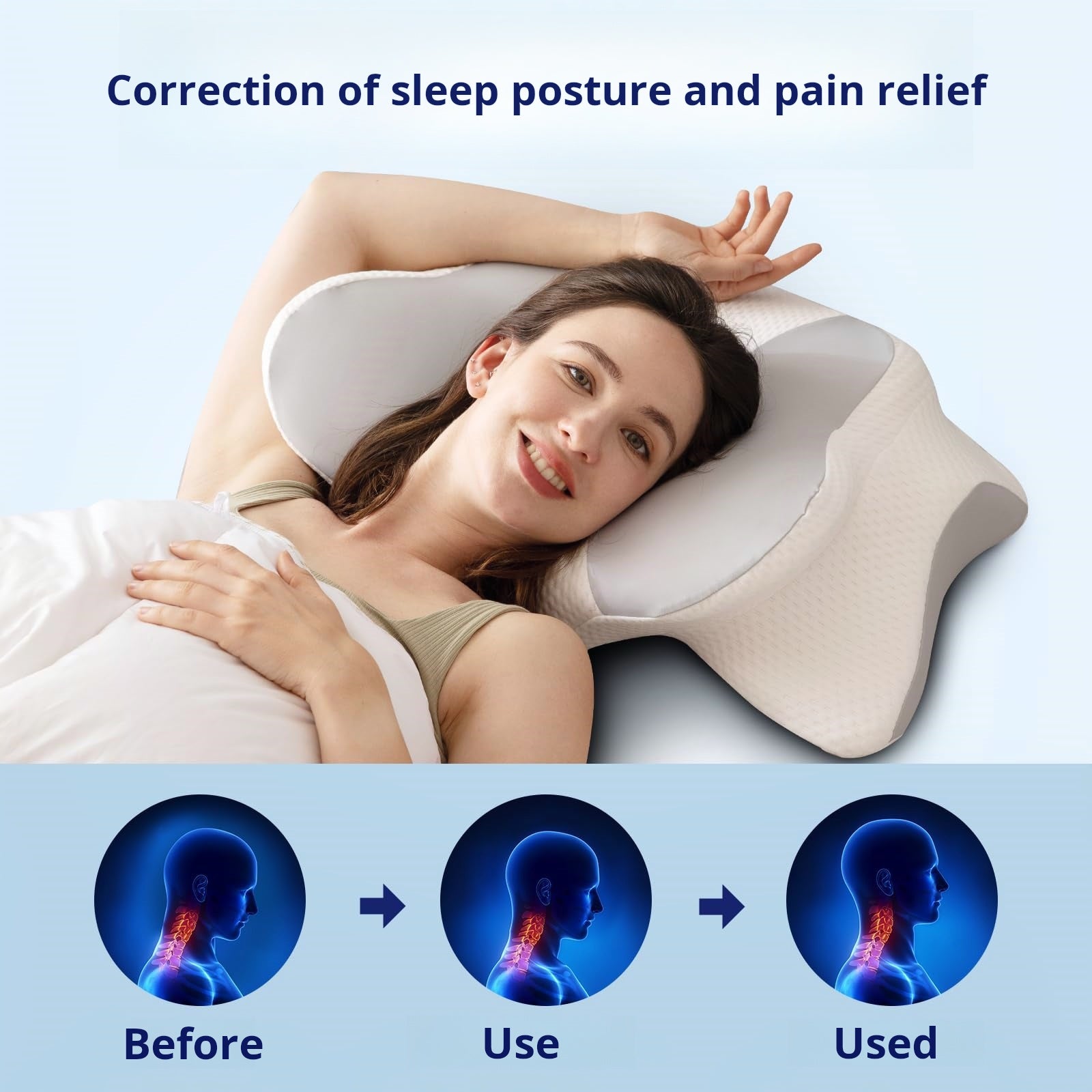 Oreiller en mousse à mémoire de forme, anti-ronflement, soutien cervical, ergonomique, pour dormeurs latéraux et sur le ventre - 5