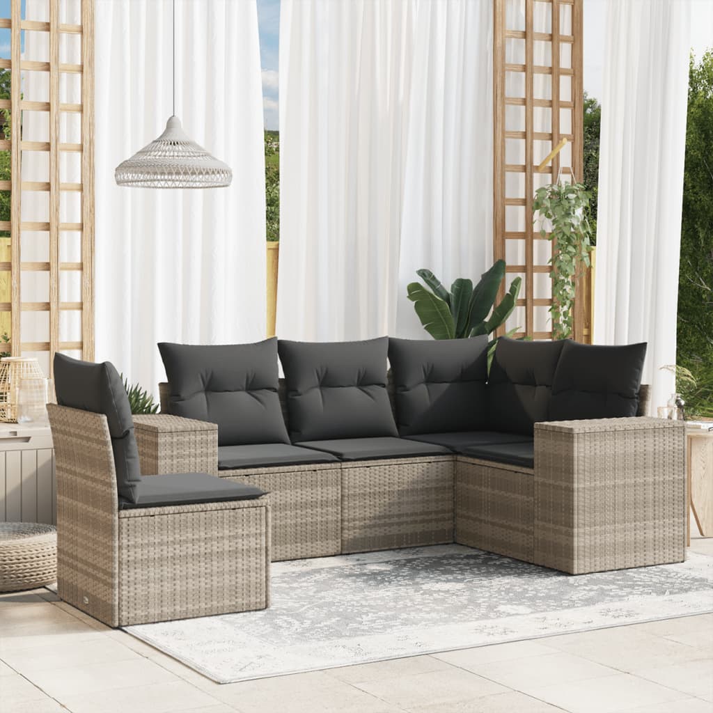 Set di divani da giardino e cuscini pezzi in rattan sintetico