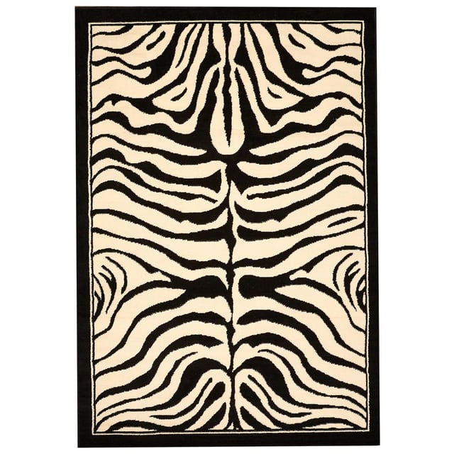 tapis entrée 60x110 tissé noir rectangle motif animaux ZEBRE