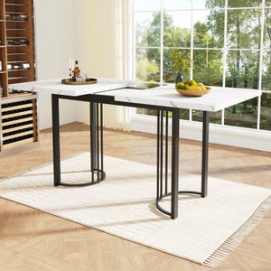 Tavolo Da Pranzo Allungabile In Stile Industriale – 140/180 X 80 X 75 Cm, MDF Effetto Quercia E Gambe In Metallo, Per 4-6 Persone