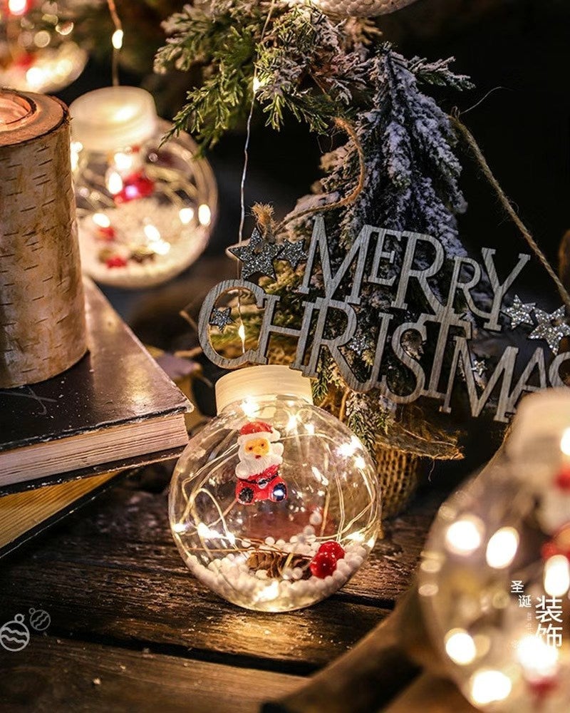 Guirlande lumineuse boule de vœux de noël, 3m, 10 lumières, 8 modes, rideaux lumineux du père noël pour ornements de fenêtre de maison - 2