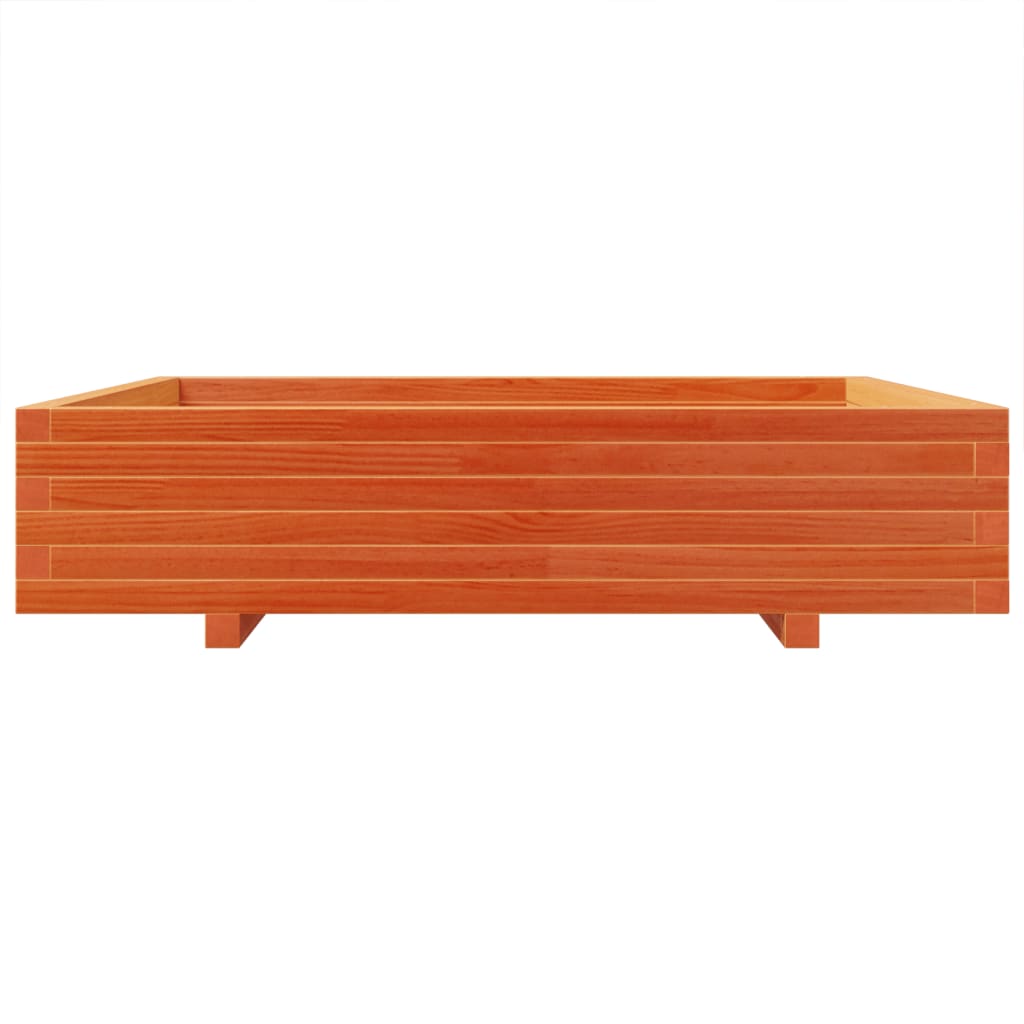 Jardinière bac lit surélevé plantes fleurs terrasse jardin cire 110 x 110 x 26,5 cm bois de pin massif marron 02_0038426 - 2