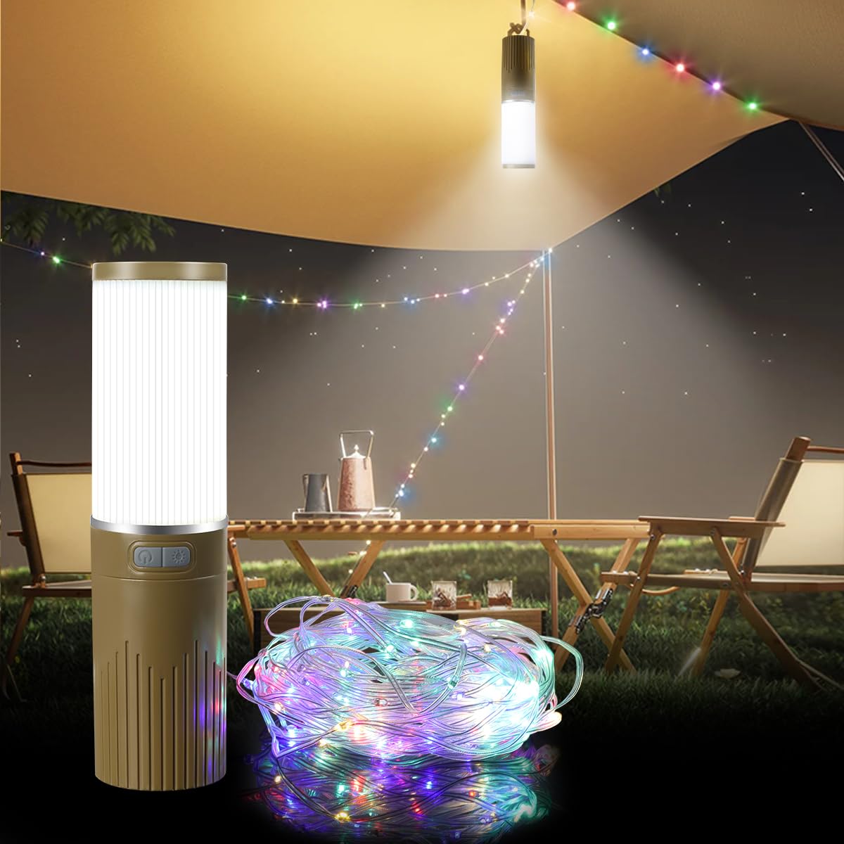 Lampe de tente de camping étanche rechargeable USB extérieure, lampe de