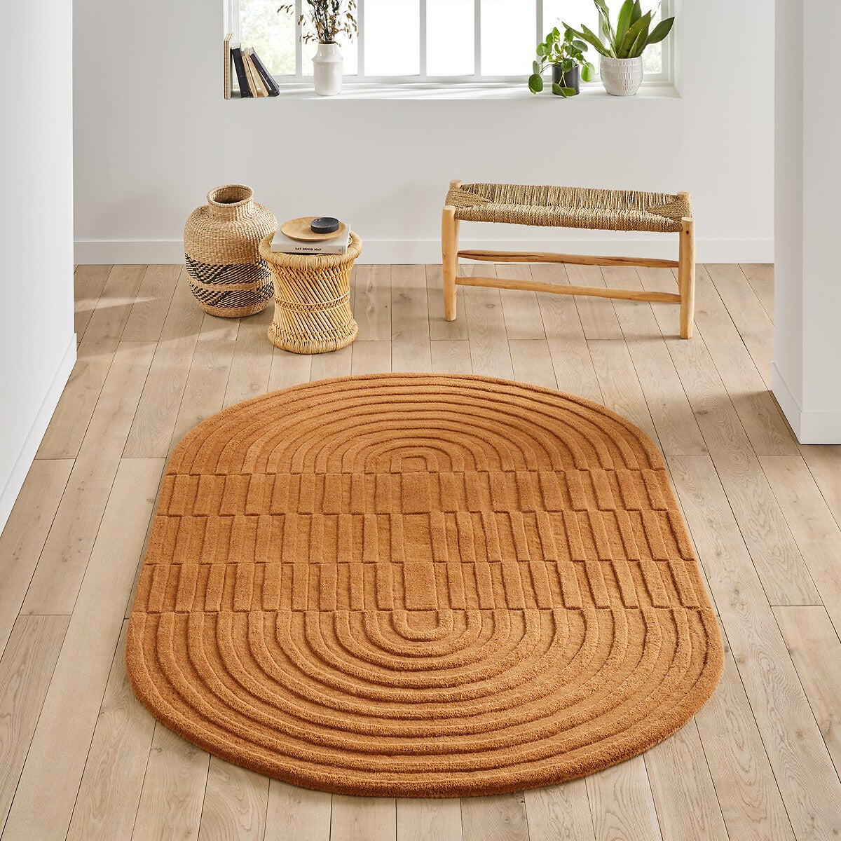 Tapis Ovale Bleu Signé Greg Natale – Collection Stella Diva, Laine Et Coton, Fait Main, Taille Au Choix (0.5x8 / 6x9 / 8x10)