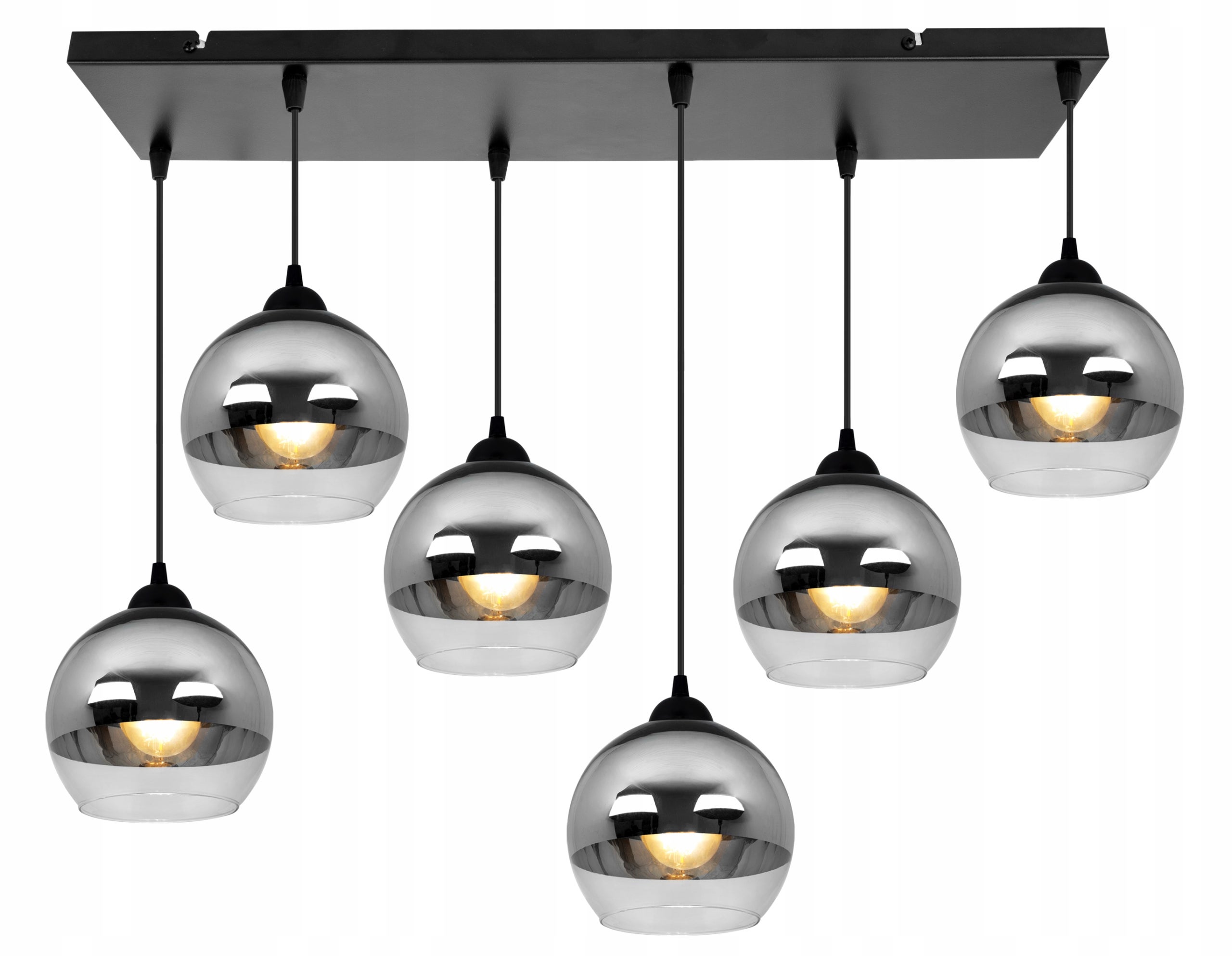 Lampa sufitowa wisząca Bergen classy 6xE27 abażur kulisty srebrny Light Home LH