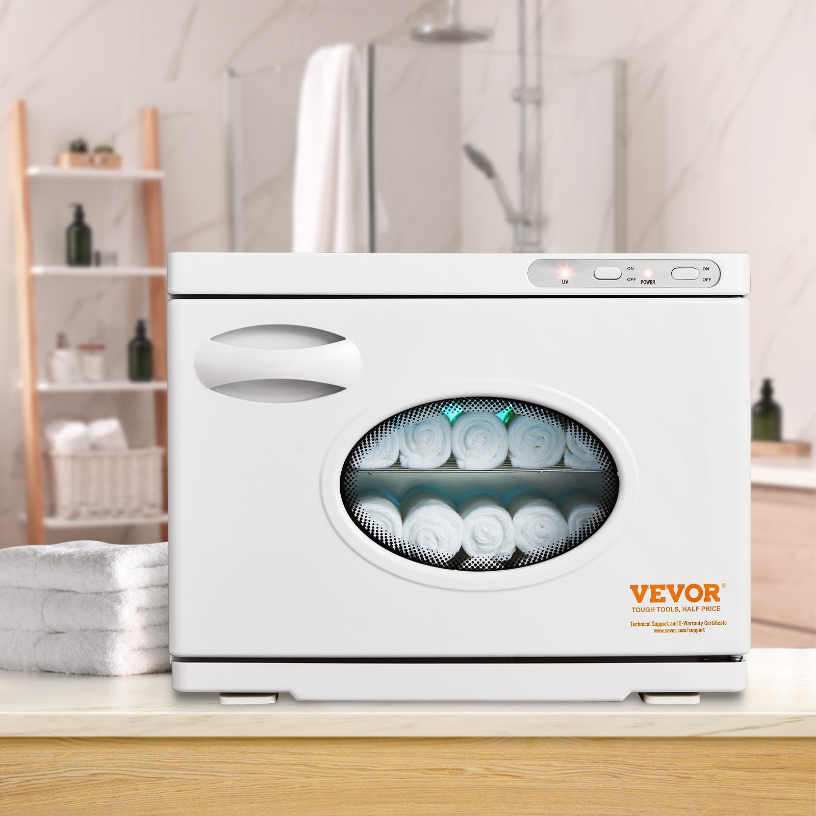Aquecedor e esterilizador de toalhas VEVOR de 23 litros com luz UV e 2 cestos em aço inoxidável, aquecimento rápido, capacidade para até 54 toalhas - 8