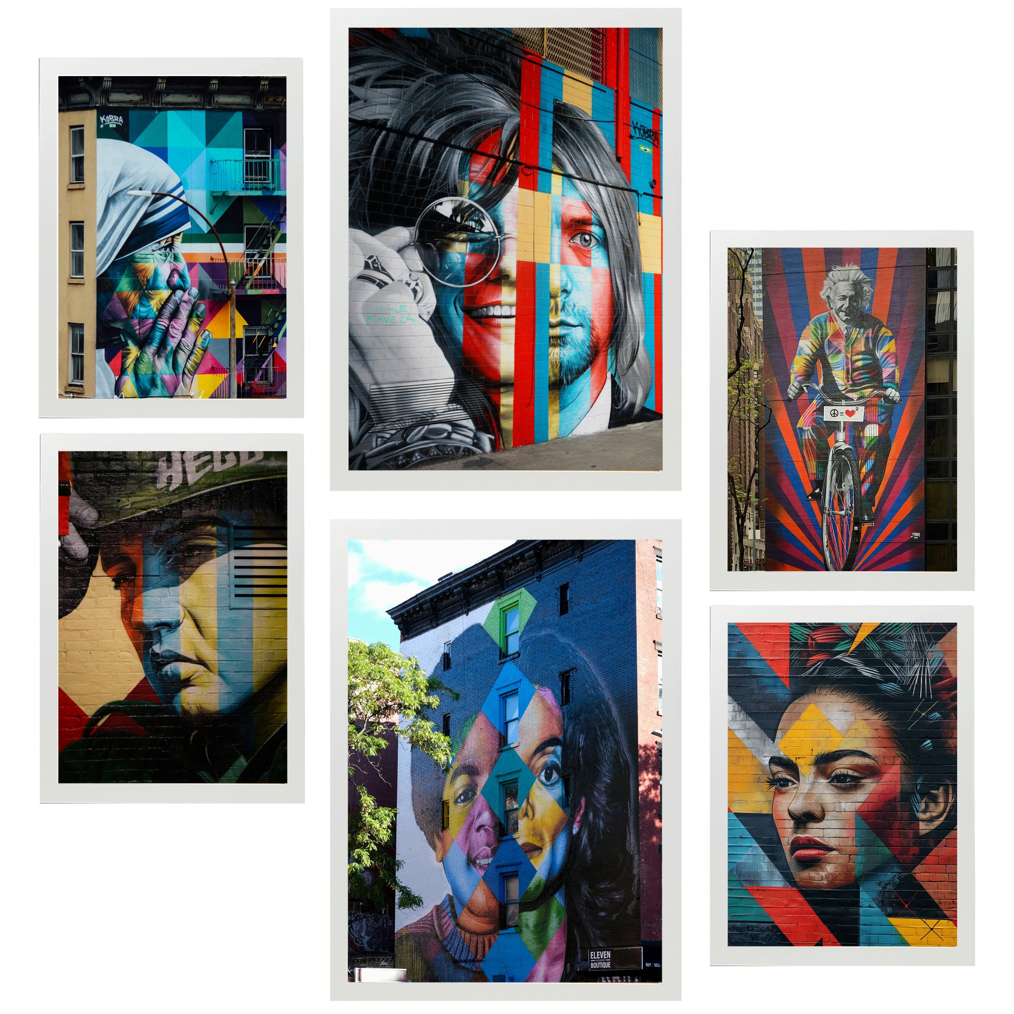 Tableau Toile Graffiti Street Art 5 Pièces Encadré - Neuf - Déco Murale