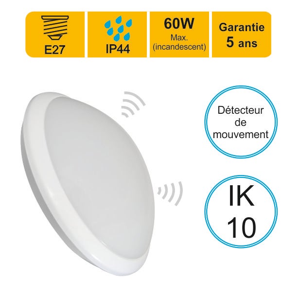 Hml 100Hf Plafonnier Led Detecteur De Mouvement Pour Intérieur Et