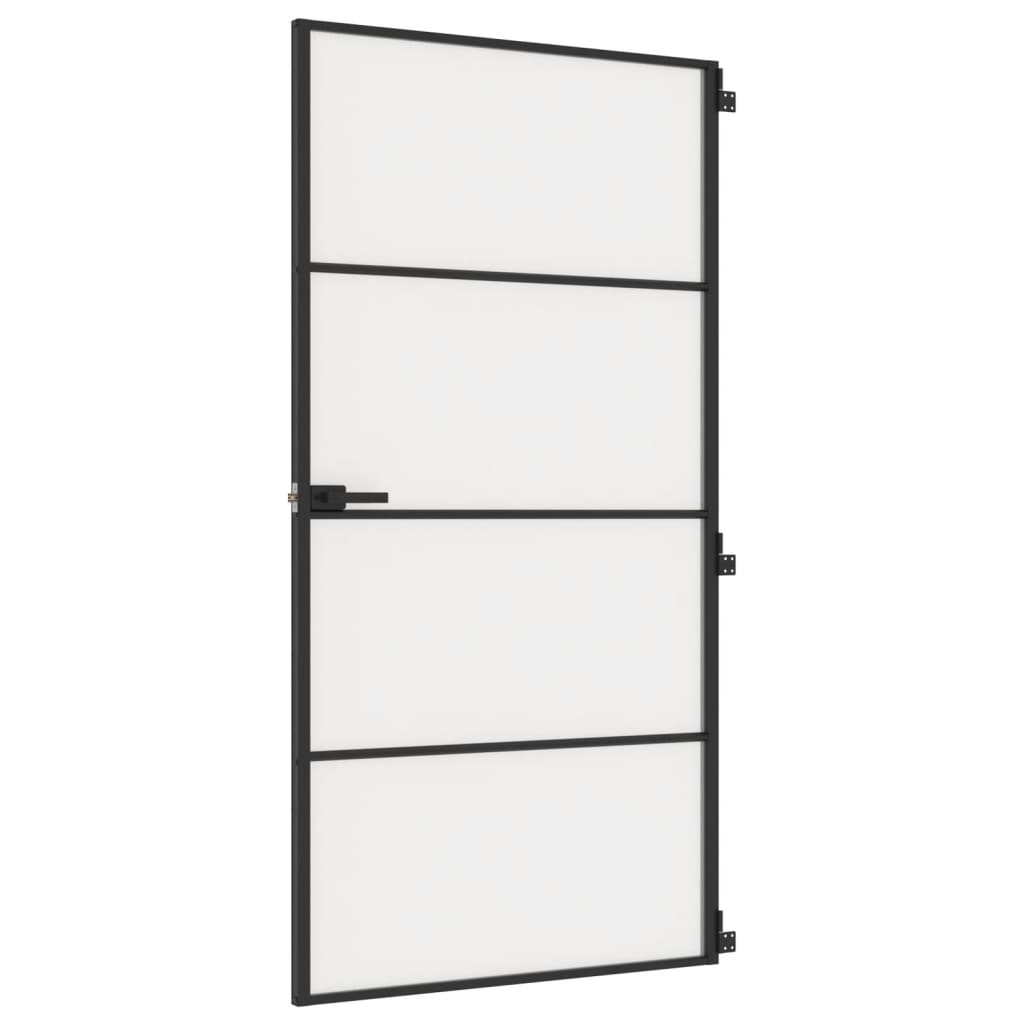 Smukłe, czarne drzwi wewnętrzne ze szkła hartowanego i aluminium - Nowoczesny, trwały i elegancki design