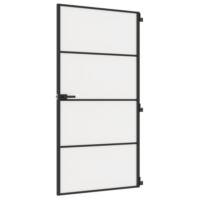 Smukłe, czarne drzwi wewnętrzne ze szkła hartowanego i aluminium - Nowoczesny, trwały i elegancki design