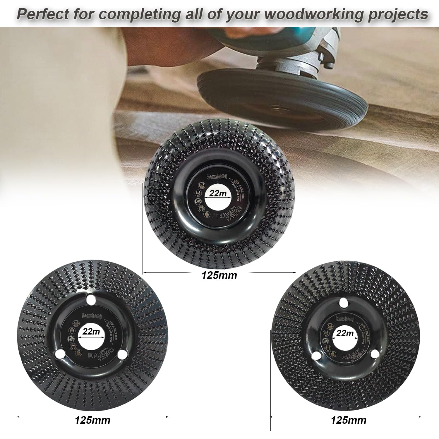 Disque à Lamelles 125 Mm Pour Meuleuse D'Angle - Sculpture Et Ponçage Bois, Plastique - Avec Bagues De Réduction 22→16 Mm