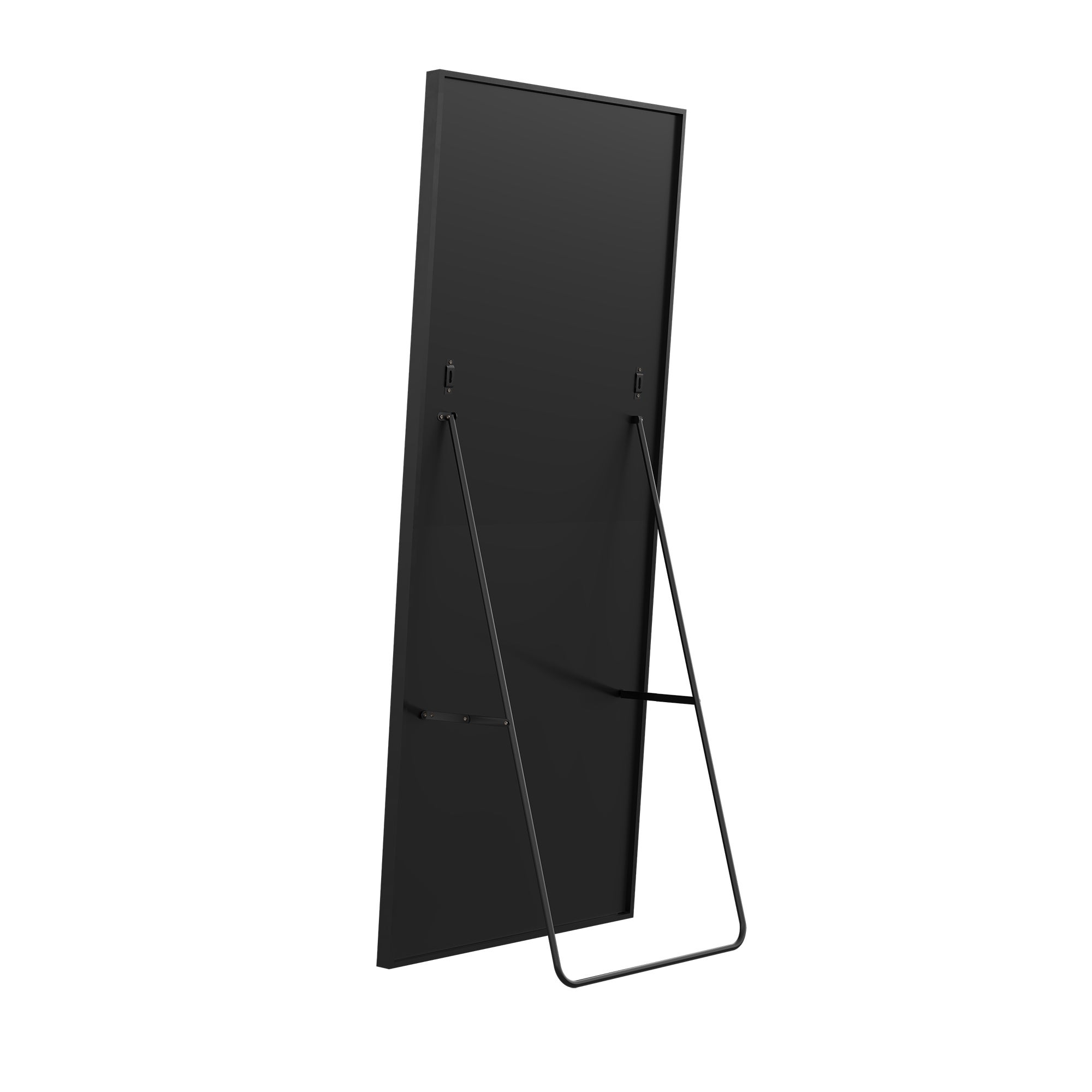 Miroir sur pied en rectangulaire 160x50 cm - Miroir pleine longueur - Sur pied ou mural - Verre trempé - cadre noir - 9
