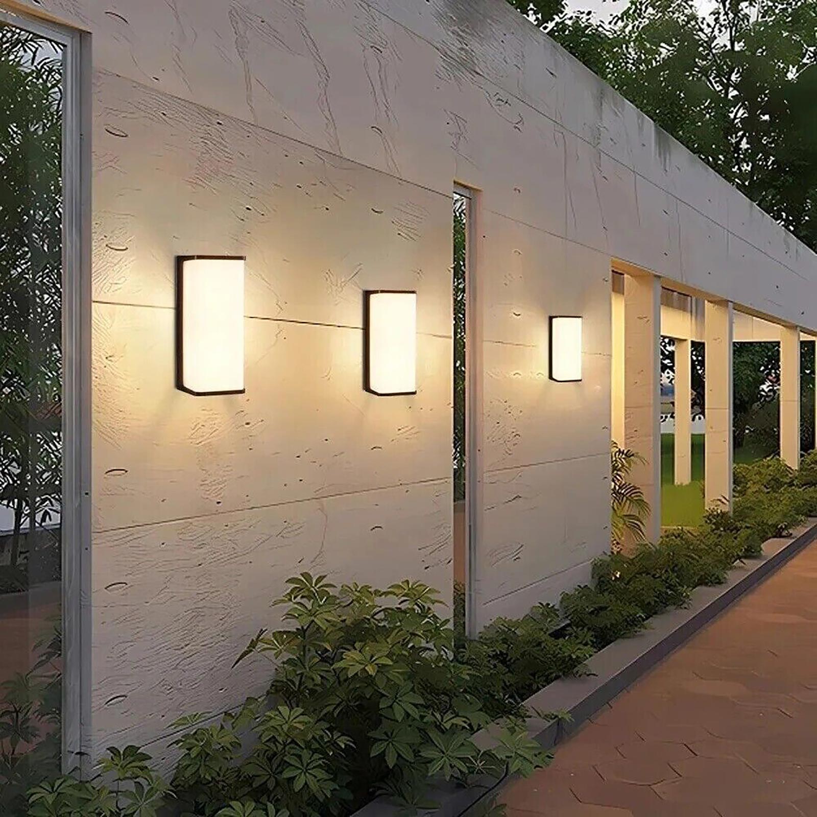 Aplique moderno lámpara impermeable IP65 LED 10W salida 95W aplique de bajo consumo jardín entrada balcón 230V NEGRO 6500K - 8
