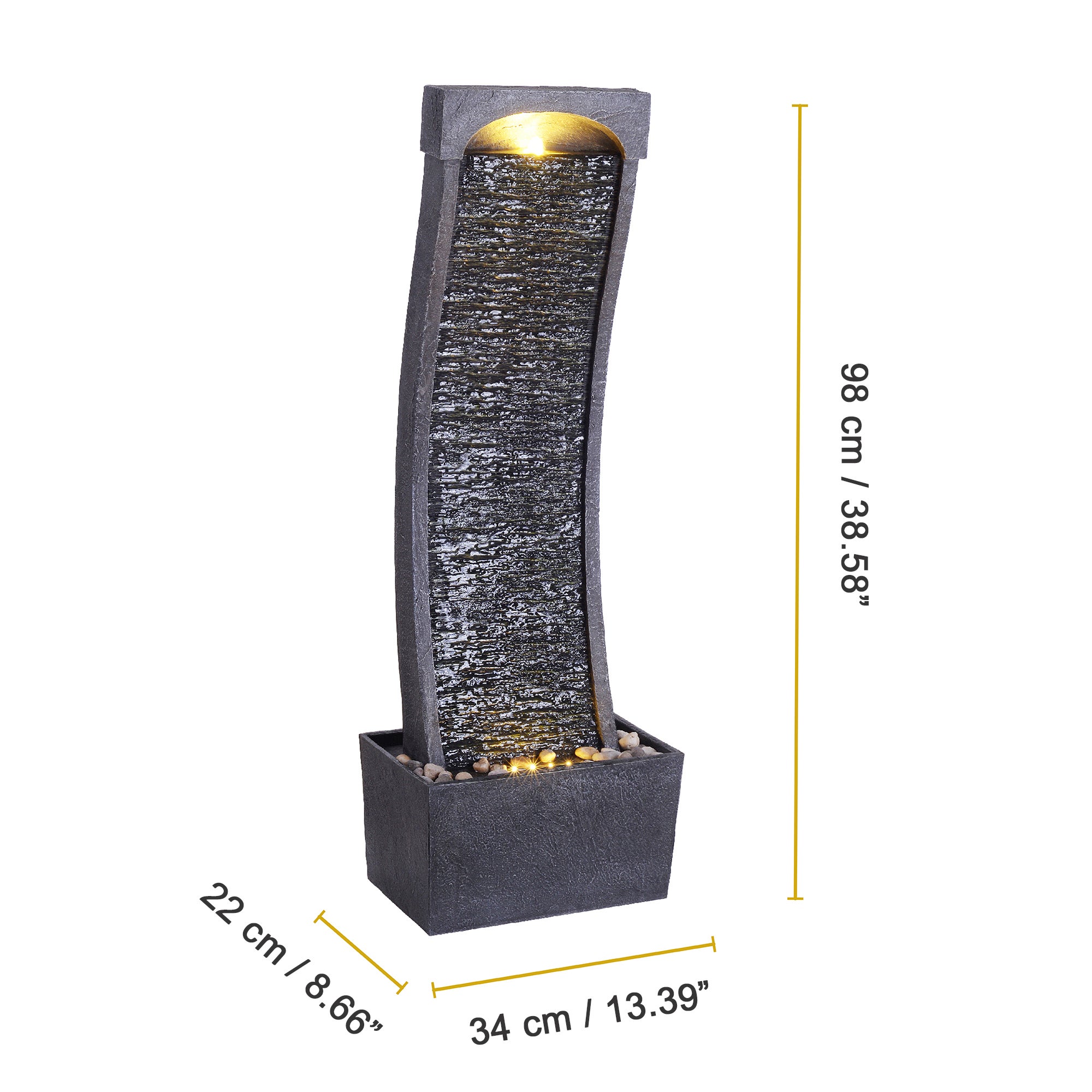 Fontaine de jardin cascade extérieure pompe LED intégrée, Noir TEAMSON HOME - 3