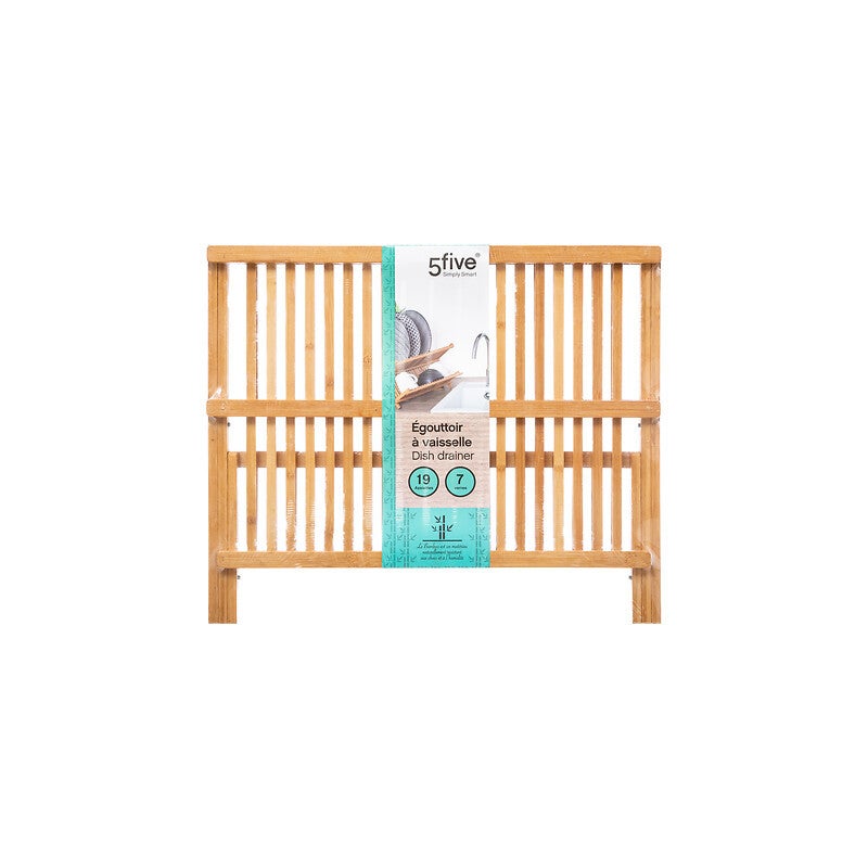 Égouttoir pliant 2 niveaux bambou - 5five - 5