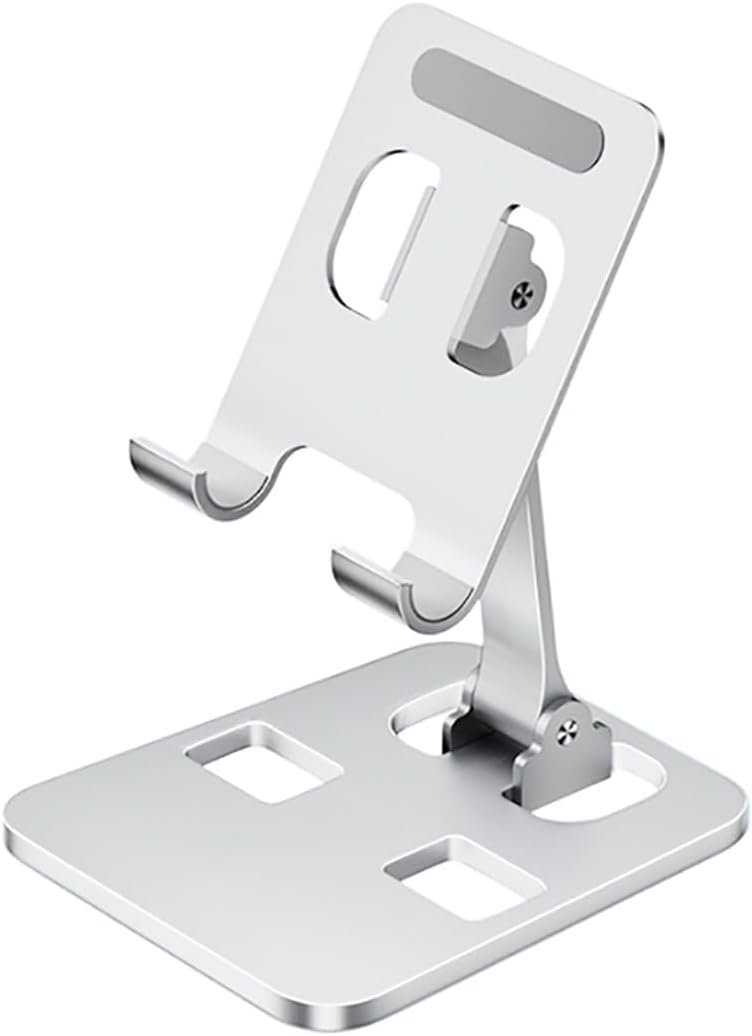 Support Smartphone/tablette En Alliage Aluminium - Réglable Multi-angles - Universel Pour Bureau - Antidérapant - Argent