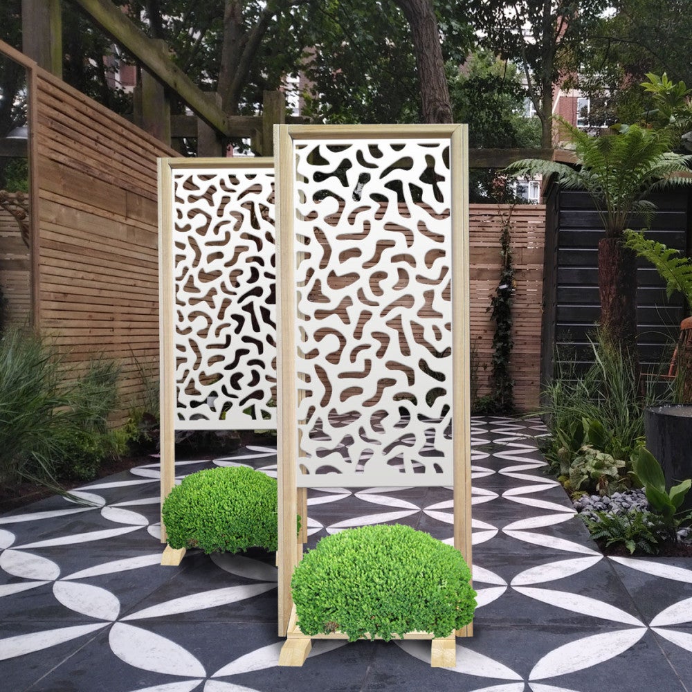 STAIN - Ścianka działowa - wolnostojący modułowy parawan - 70x190 cm - Wykonana z drewna i PVC, kolor wewnętrzny BIAŁY