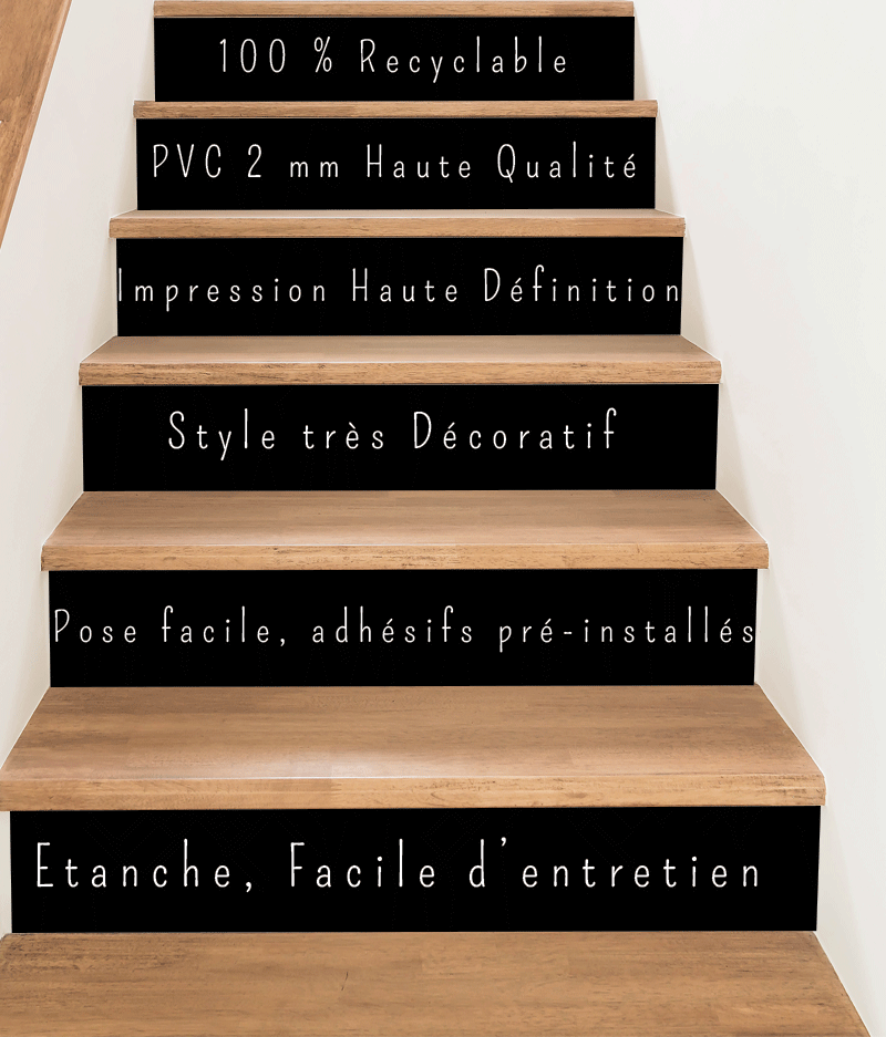 Set di 5 rivestimenti per scale PVC BLANCHE 90 cm x 20 cm Ma Nouvelle Déco - 2