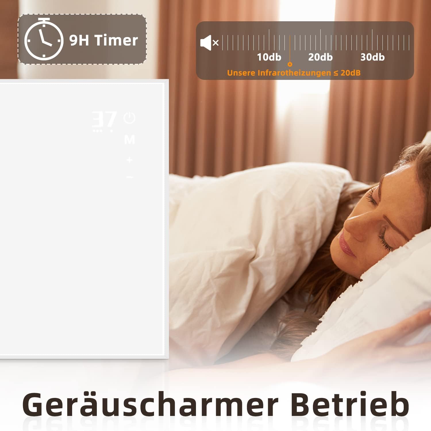 ZMH Aquecedor infravermelho de parede com eficiência energética e comando à distância para quarto e hotel - 6