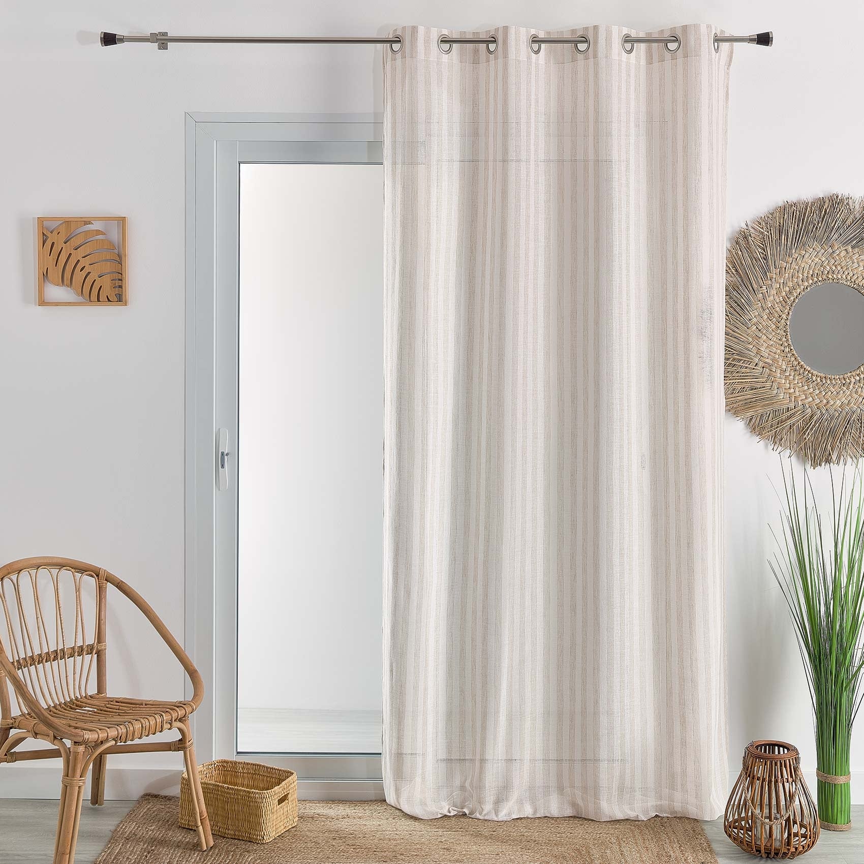 Voilage rayé au style bord de mer - Lin - 140x260 cm - Polyester ...