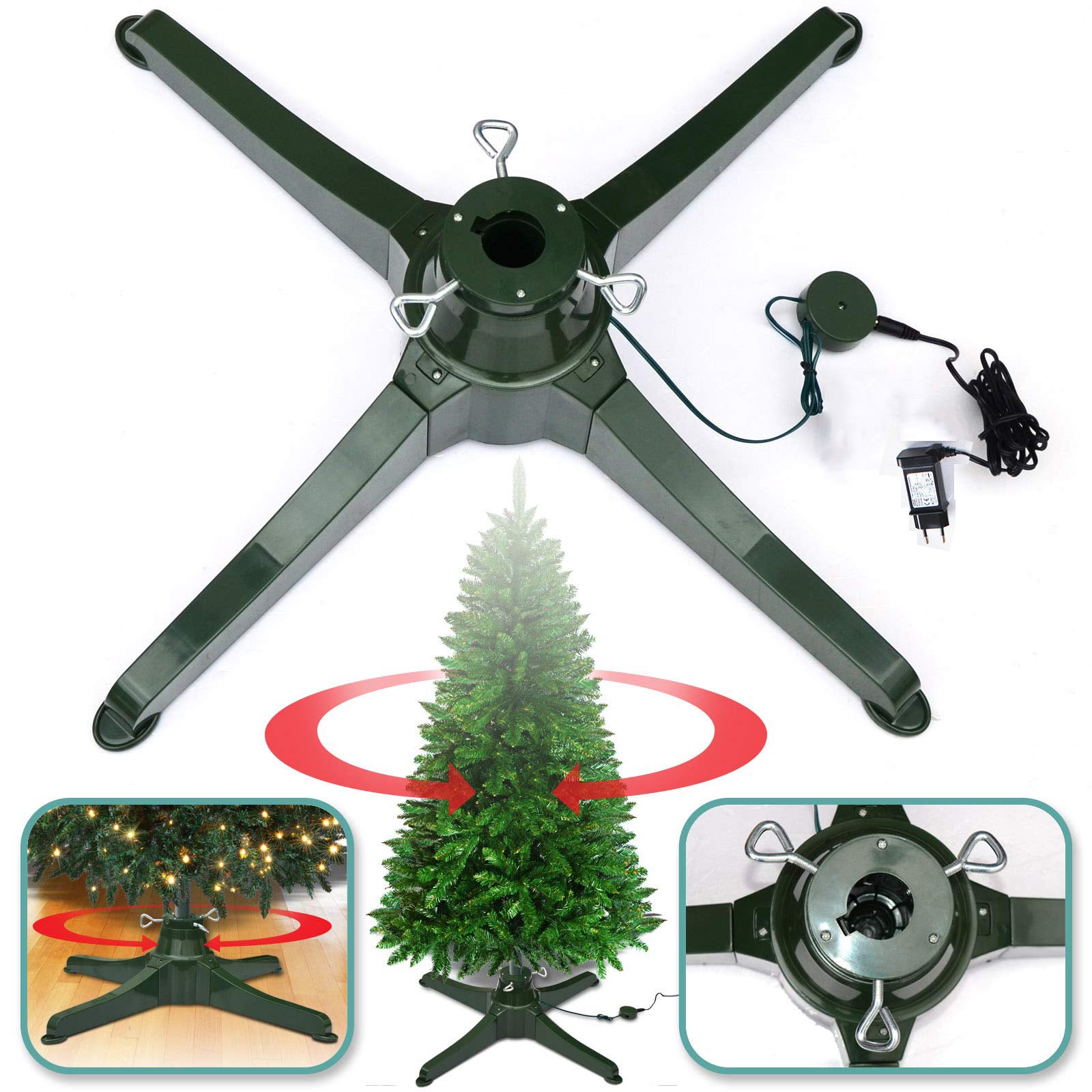Mordx Supporto per Albero di Natale con Ruote in Gomma,Pieghevole in Metallo ,Base dell'albero di Natale Rimovibile,per Alberi di Natale artificiali, Decorazioni natalizie (40 cm, ø 2,4 cm