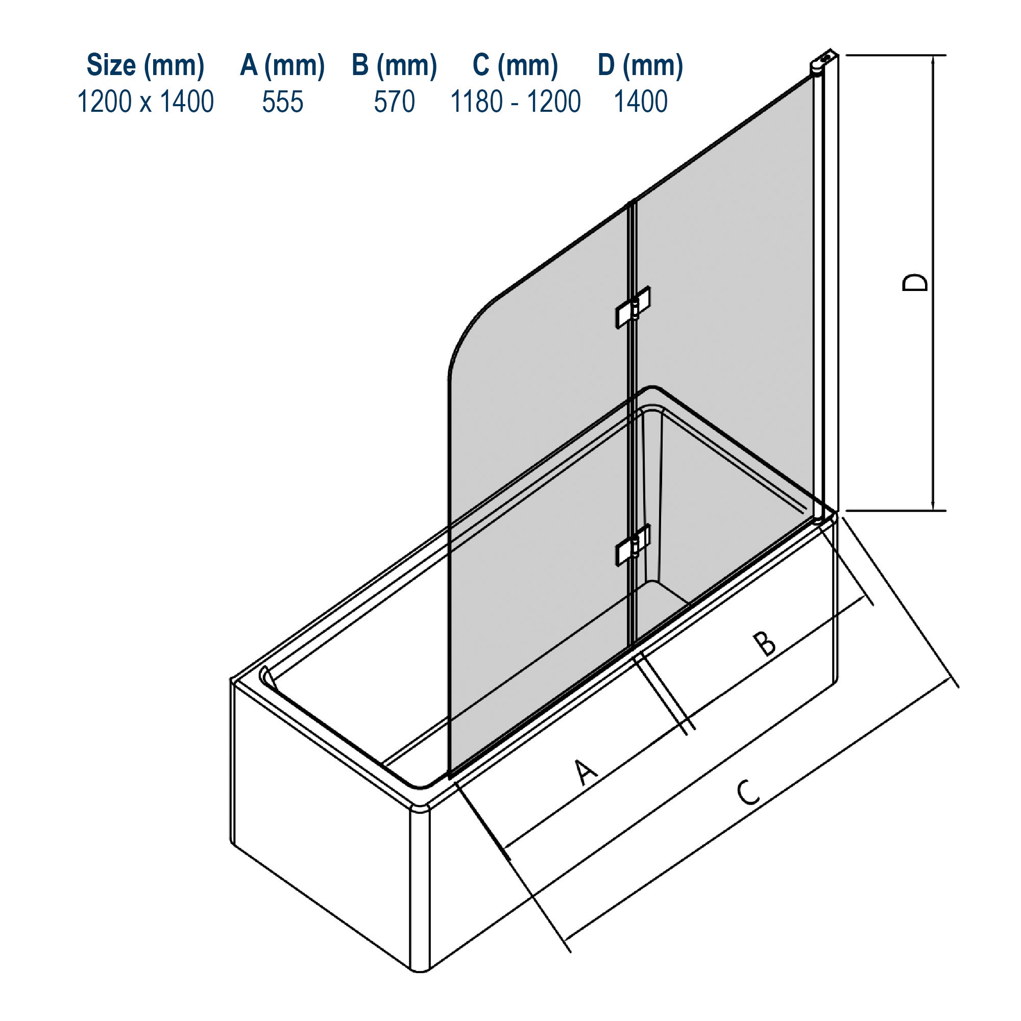 Bernstein Parawan nawannowy NT209 szkło ESG 6mm dwuczęściowy składany 120x140 czarny - 5